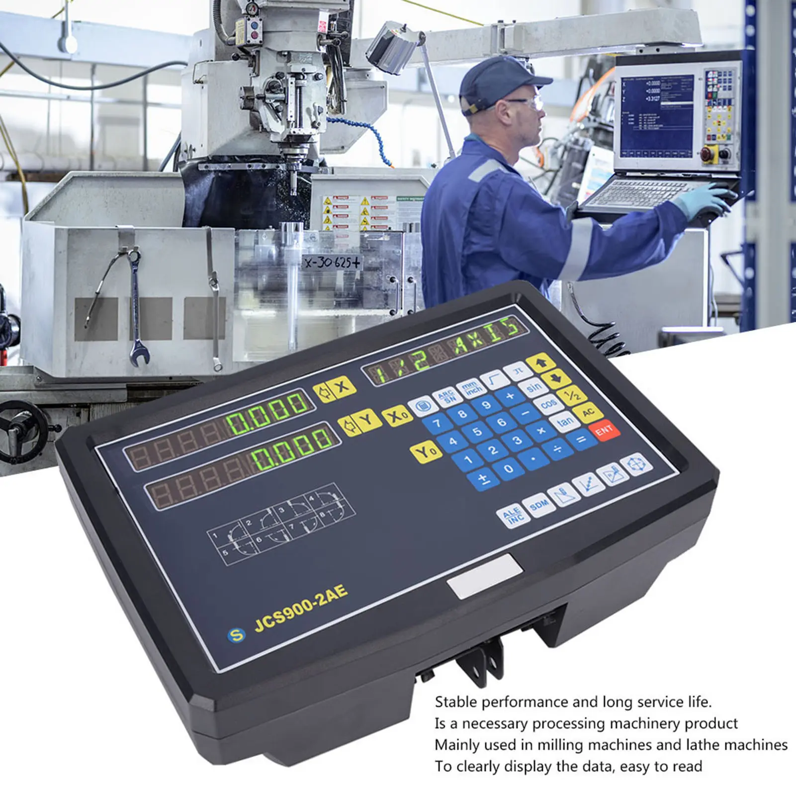 Milling Machine Scale Display JCS900-2AE Readout Scale Display 0~3020mm DC5V 1m/s TTL Industrial Grade Milling Machine Encoder