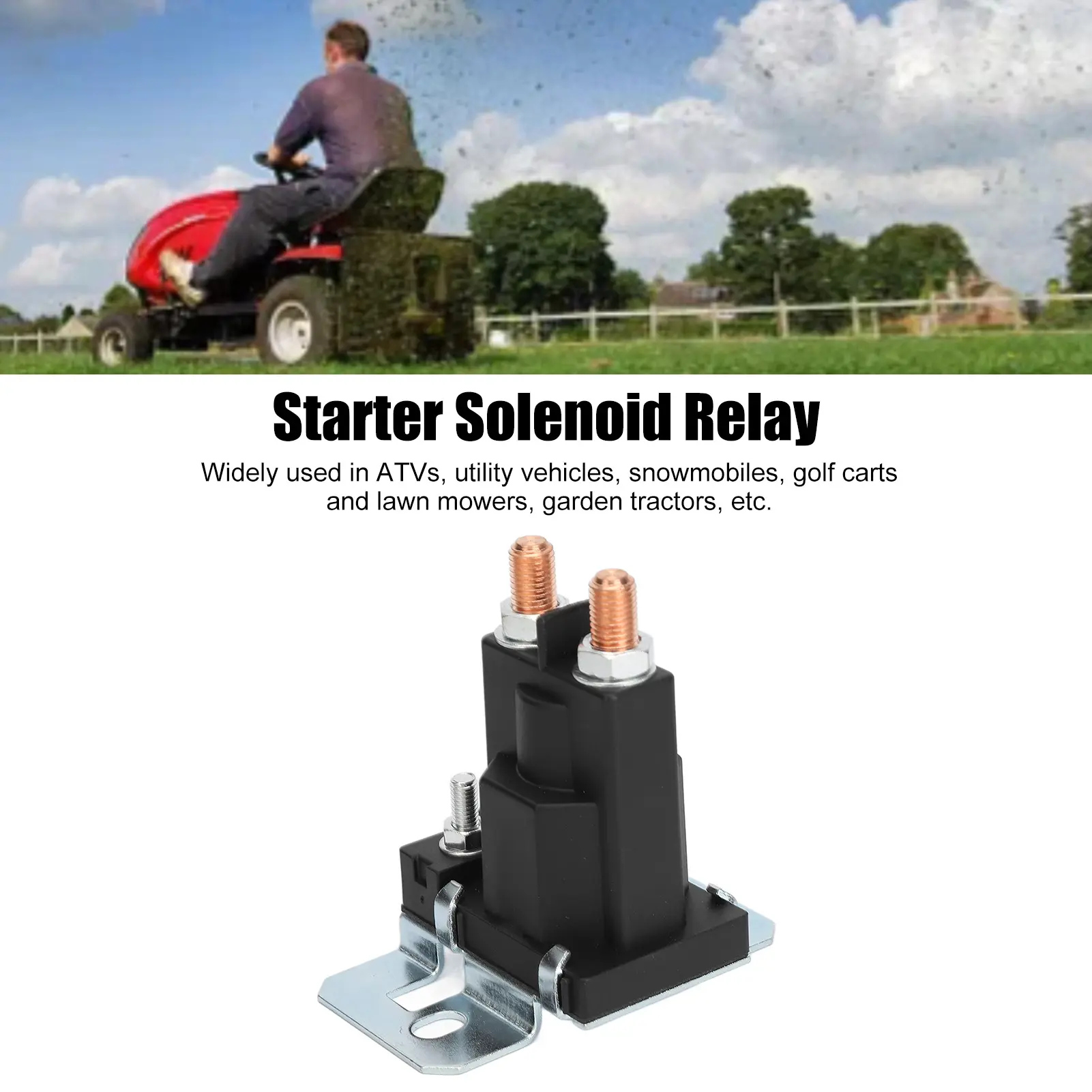 Hot Rod Starter Relay Starter Solenoid 100A Terminal Lawn Mower Starter Solenoid Replacement for Vehicles Starter Solenoid Relay