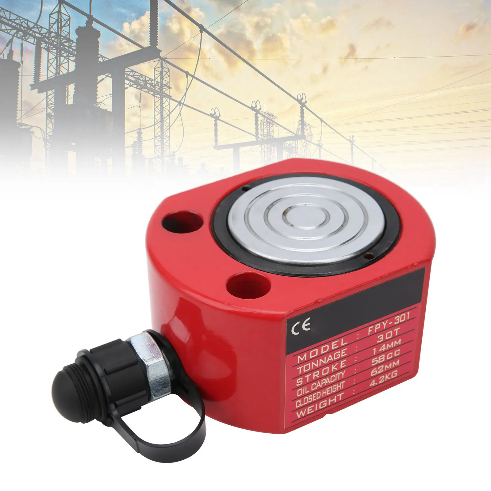 30T Hydraulic Cylinder Hydraulic Tool Ultra Thin Hydraulic Cylinder 30T 45# Steel Separate Hollow Hole Industrial Tool FPY‑