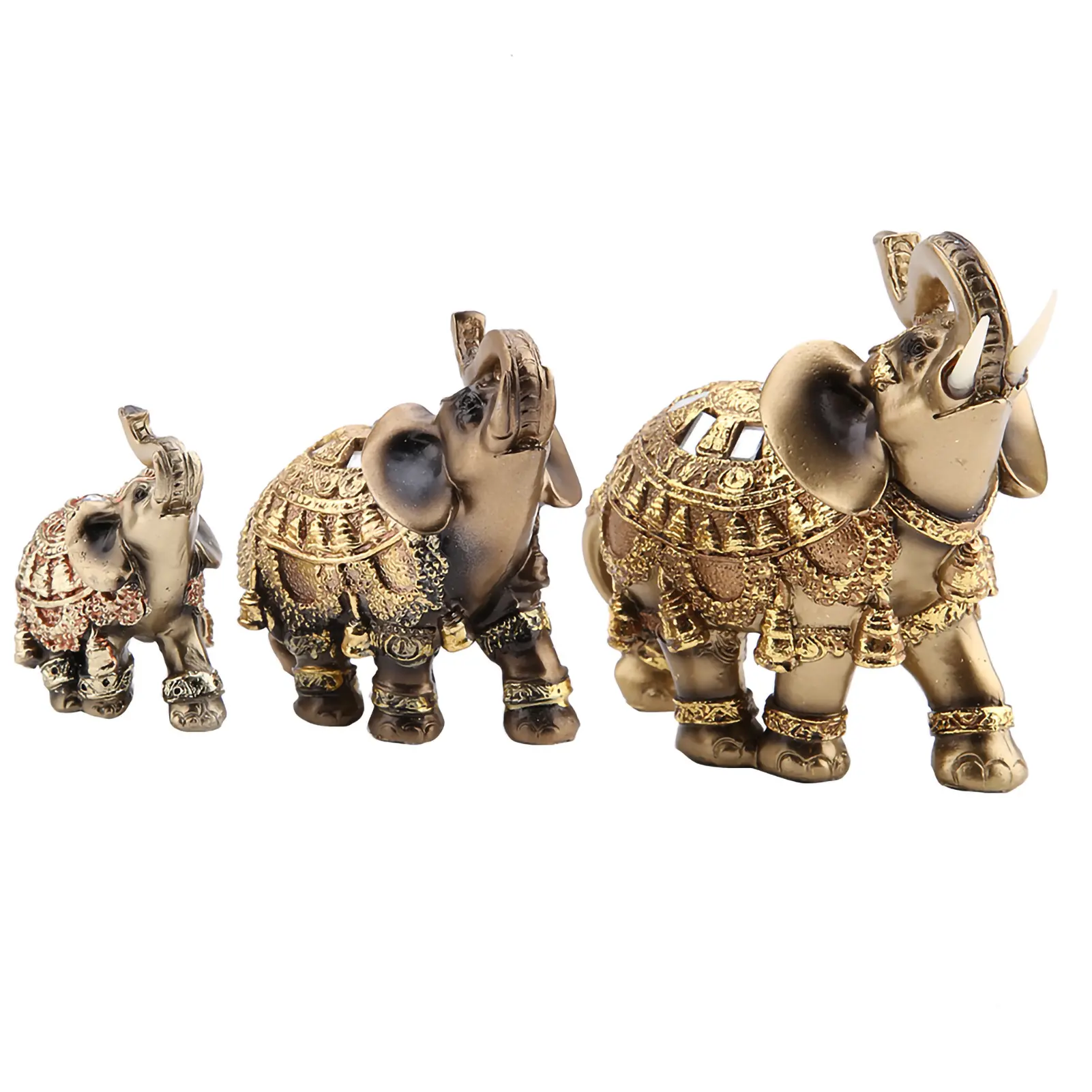 Elephant Statue Lucky Feng Shui Golden Elephant Statue Sculpture Wealth Figurine Gift Home Decoration Feng Shui Elephant Statue