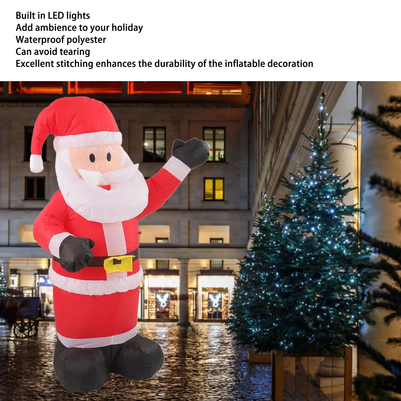Christmas Inflatable Santa Waterproof Tear Resistance Inflatable Santa Decoration with LED Lights Inflatable Santa Decoration