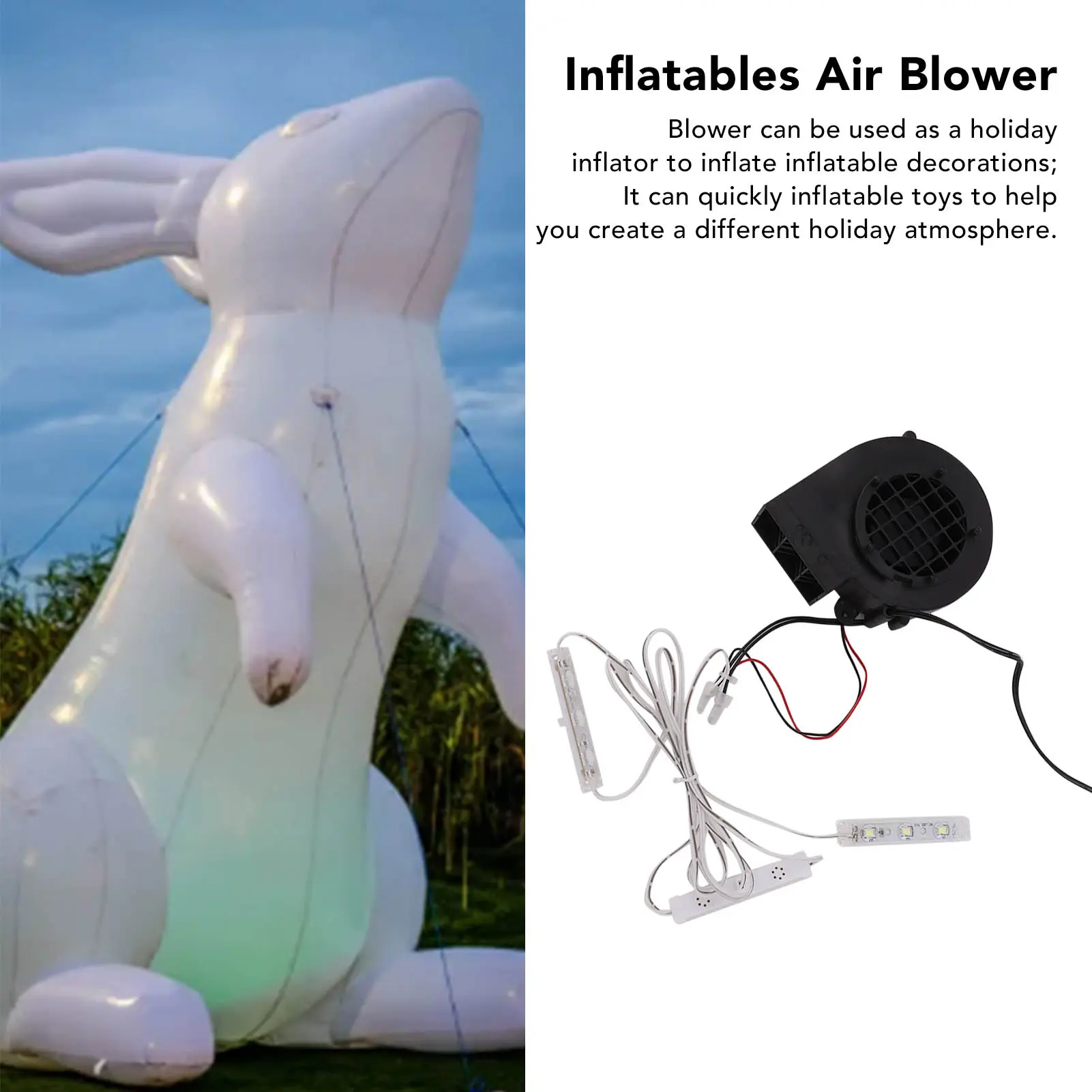 Blower Pump Inflatables Air Blower Christmas Inflatable Blower Pump with 3 White LED Bulb Sets for Outdoor Holiday Decorations