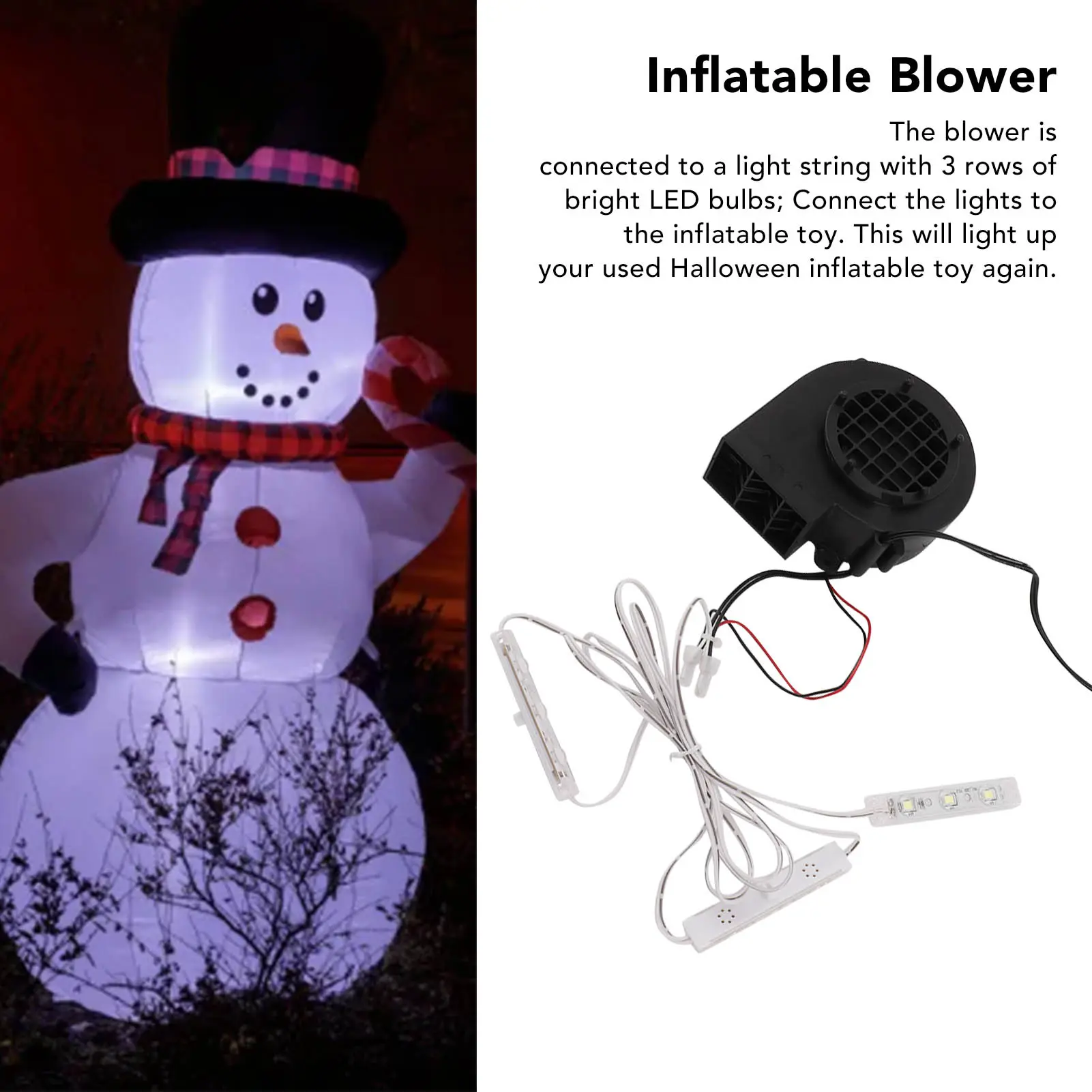 Blower Pump Inflatables Air Blower Christmas Inflatable Blower Pump with 3 White LED Bulb Sets for Outdoor Holiday Decorations