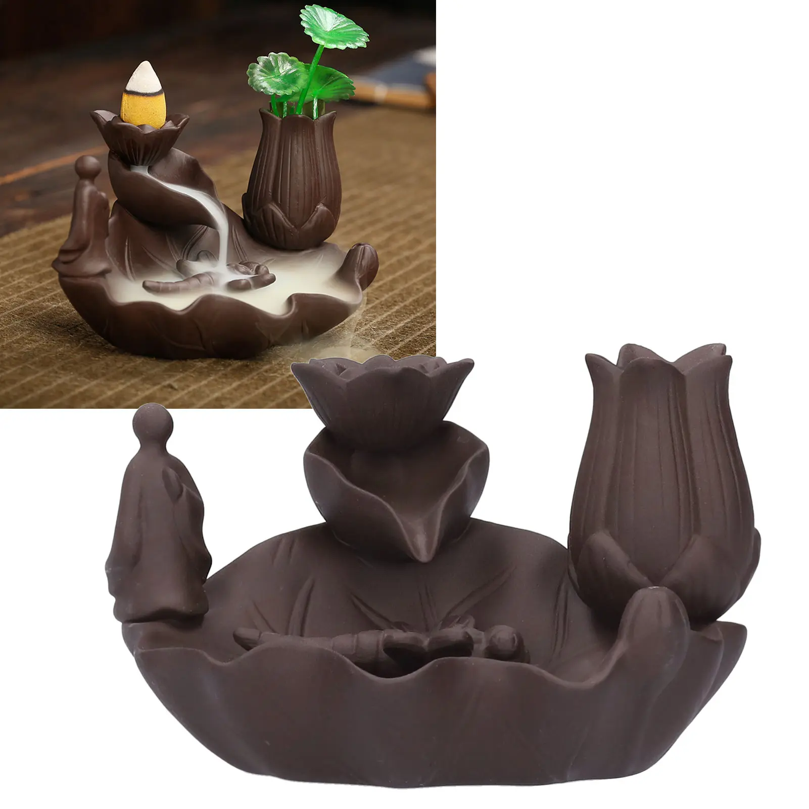 Home Decor Incense  Red Porcelain Dragonfly Shape Backflow Smoke Waterfall Sandalwood Home Decor Waterfall Incense Holder