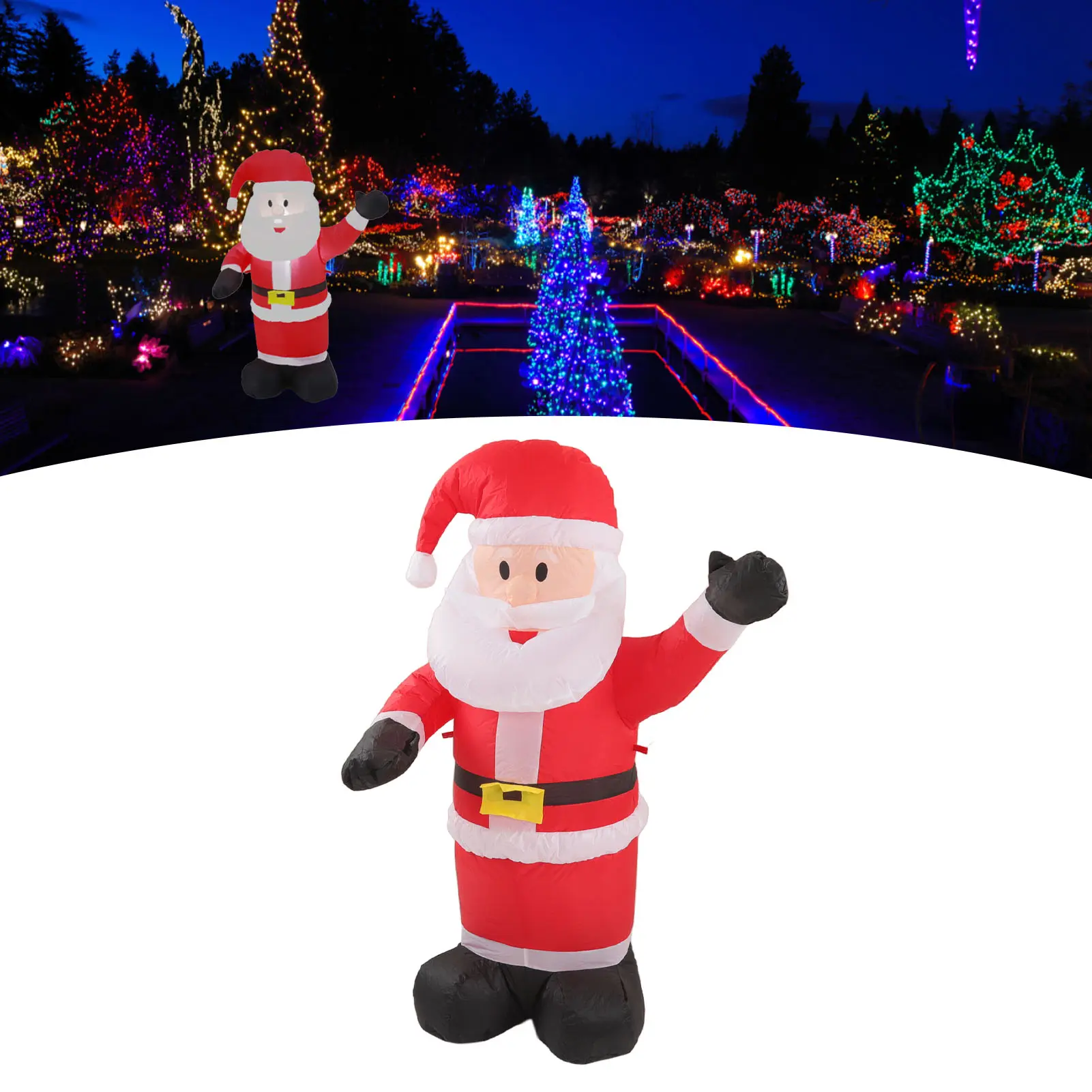 Christmas Inflatable Santa Waterproof Tear Resistance Inflatable Santa Decoration with LED Lights Inflatable Santa Decoration