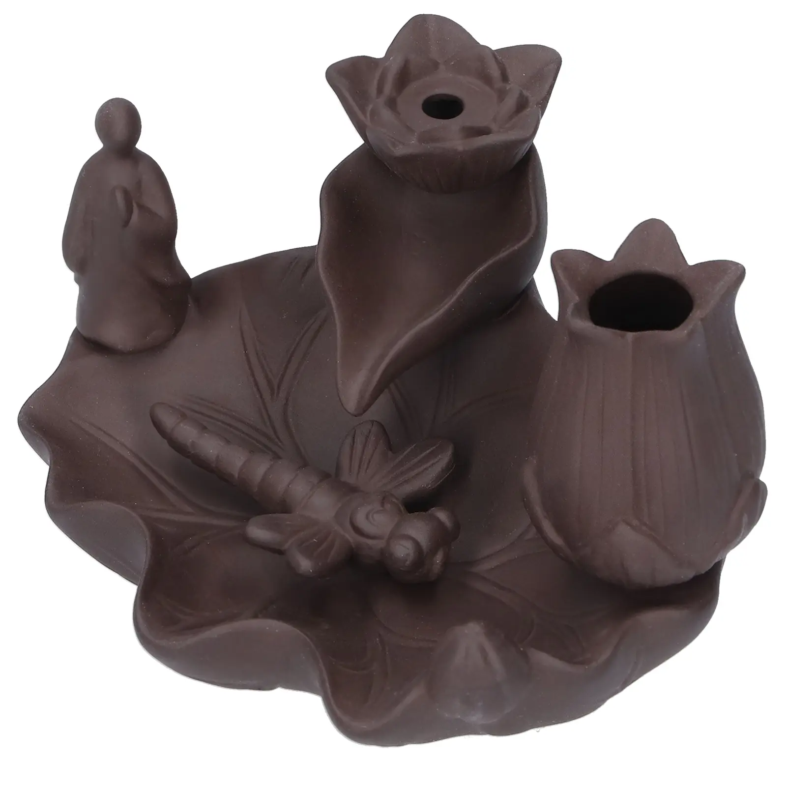 Home Decor Incense  Red Porcelain Dragonfly Shape Backflow Smoke Waterfall Sandalwood Home Decor Waterfall Incense Holder