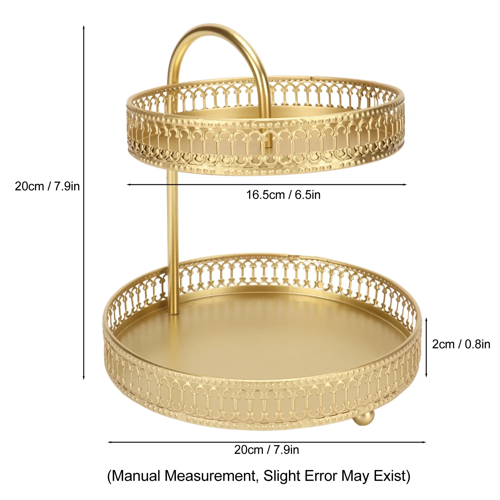 2 Tier Fruit Tray Gold Elegant Large Capacity Decorative Multi Purpose Cupcake Stand for Home Party Kitchen Fruit Serving Tray