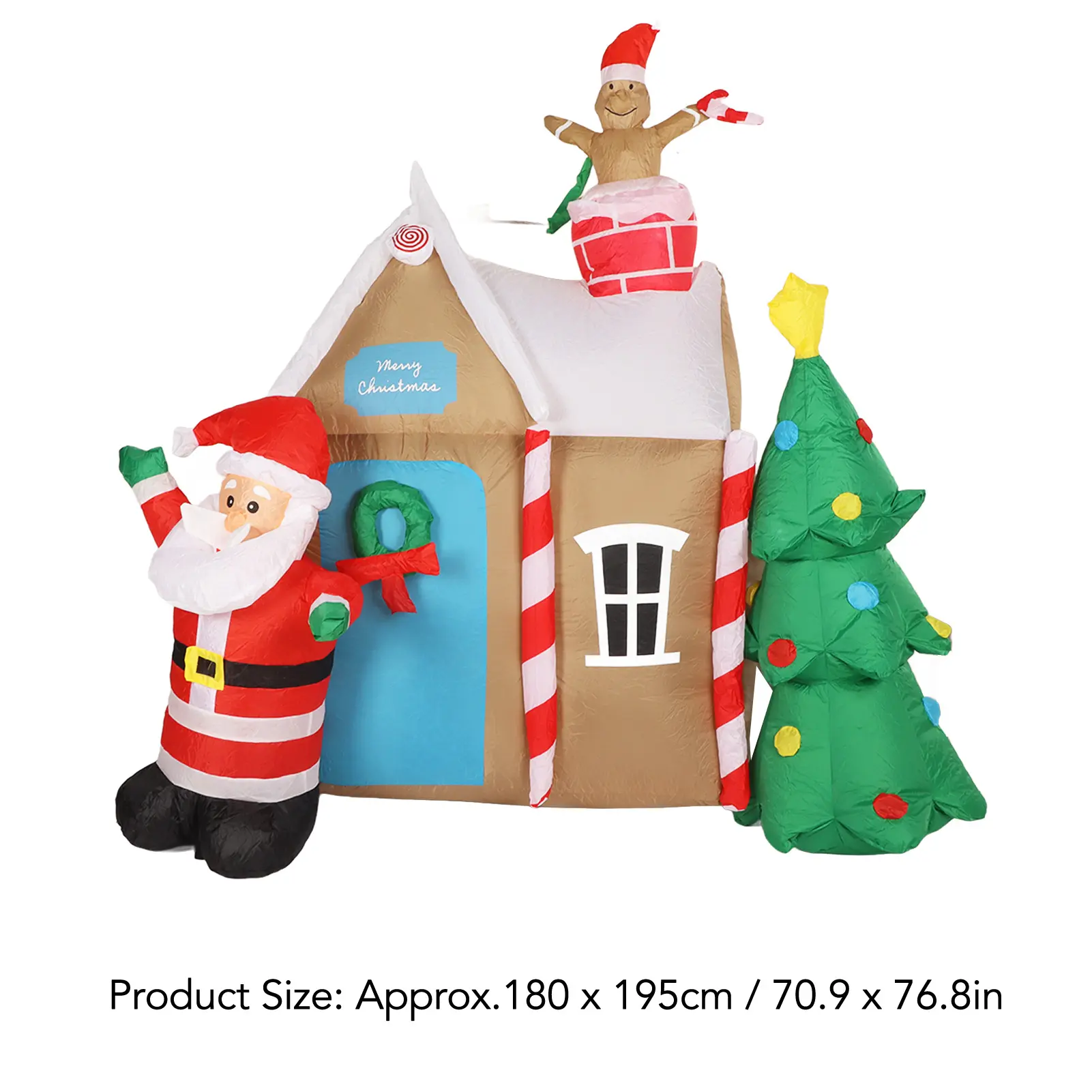 Christmas Inflatable Gingerbread House Inflatable Christmas Tree House LED Luminous House Garden Inflatable Model Decoration
