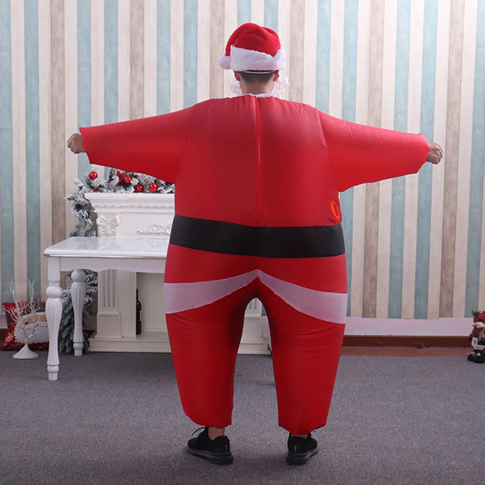 Inflatable Santa Suit Inflatable Santa Costume Eye Catching Simple  Battery Powered Pump Polyester for 5.2 To 6.1ft Tall