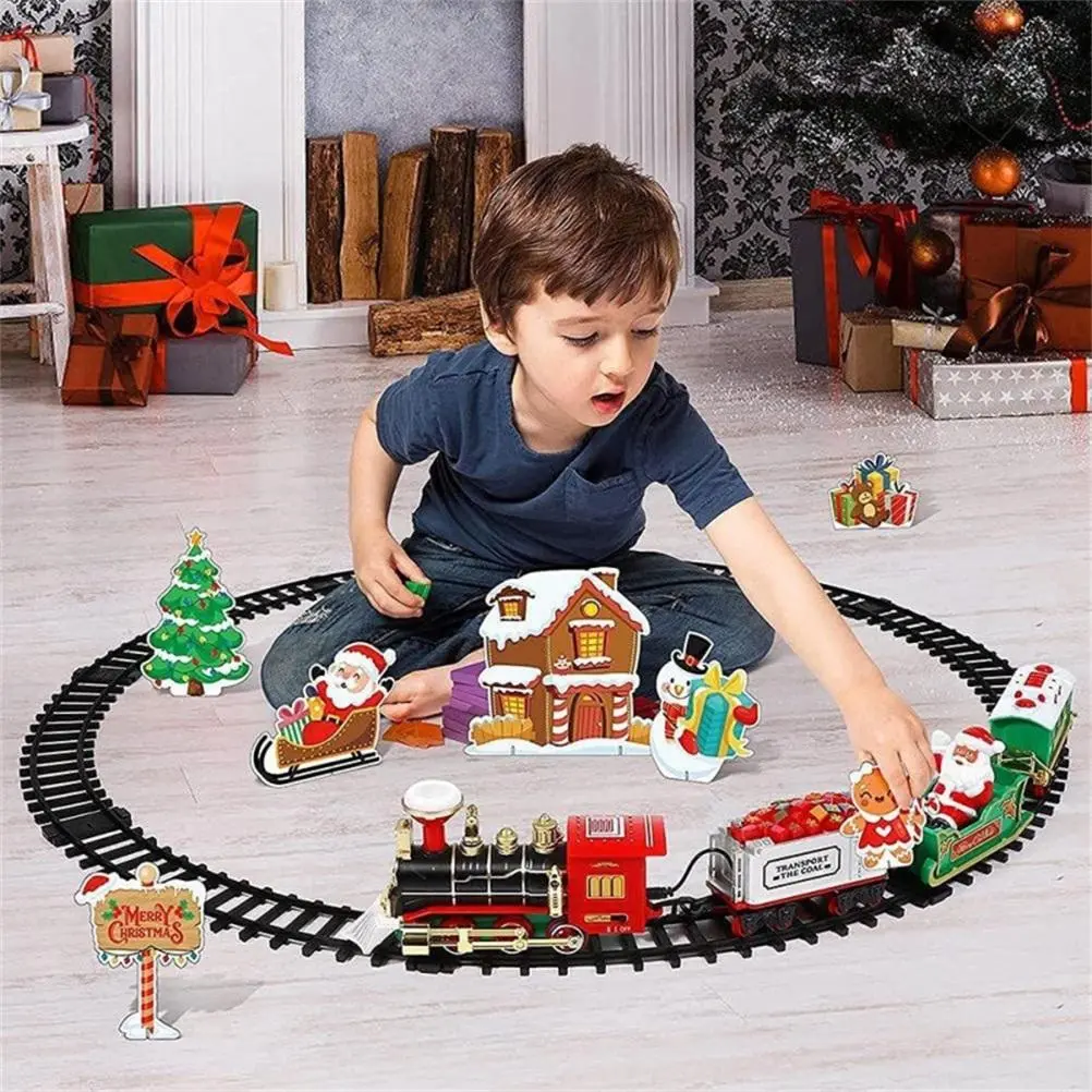 Christmas Train Set with Sounds and Lights Electric Rail Car Toy Mini Train Toy Set for Christmas and Home Decoration