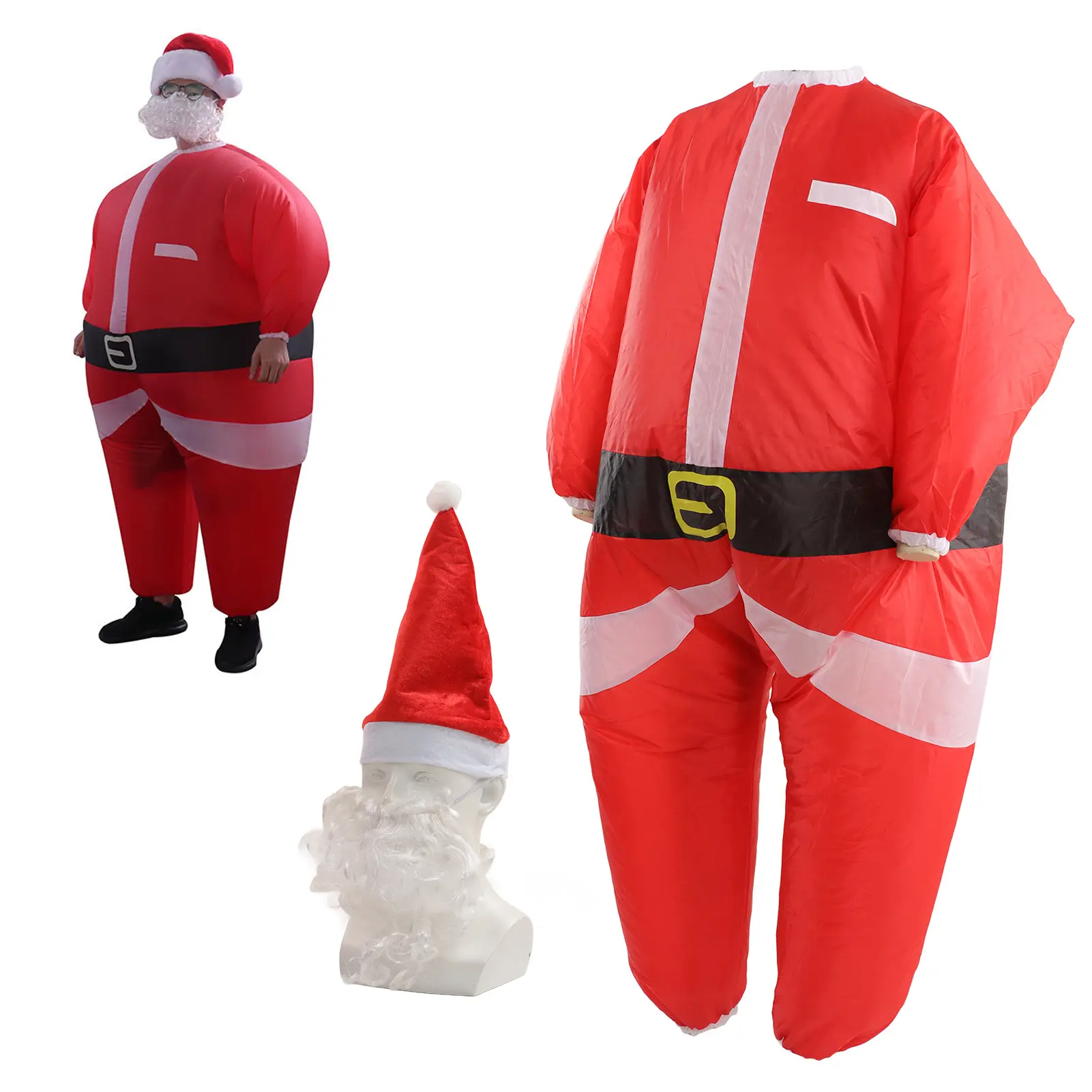 Inflatable Santa Suit Inflatable Santa Costume Eye Catching Simple  Battery Powered Pump Polyester for 5.2 To 6.1ft Tall