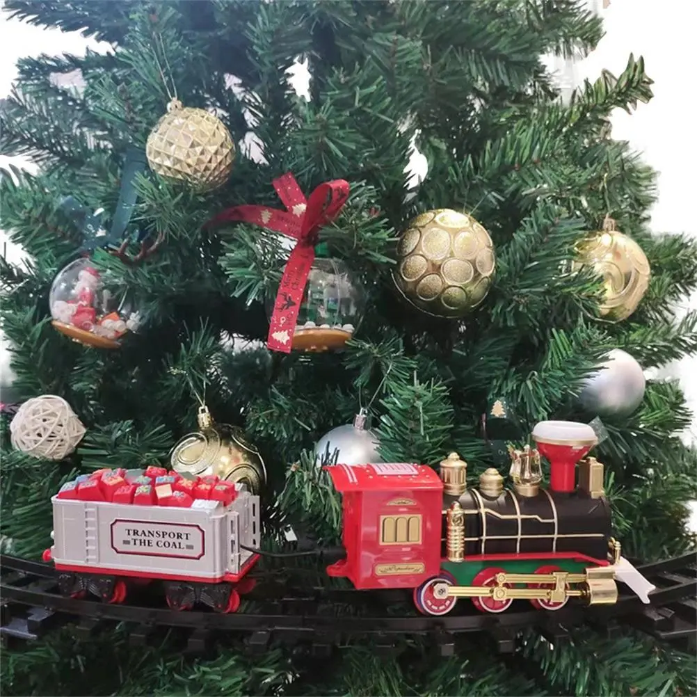 Christmas Train Set with Sounds and Lights Electric Rail Car Toy Mini Train Toy Set for Christmas and Home Decoration