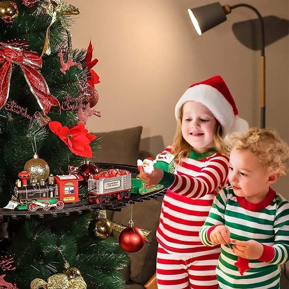 Christmas Train Set with Sounds and Lights Electric Rail Car Toy Mini Train Toy Set for Christmas and Home Decoration