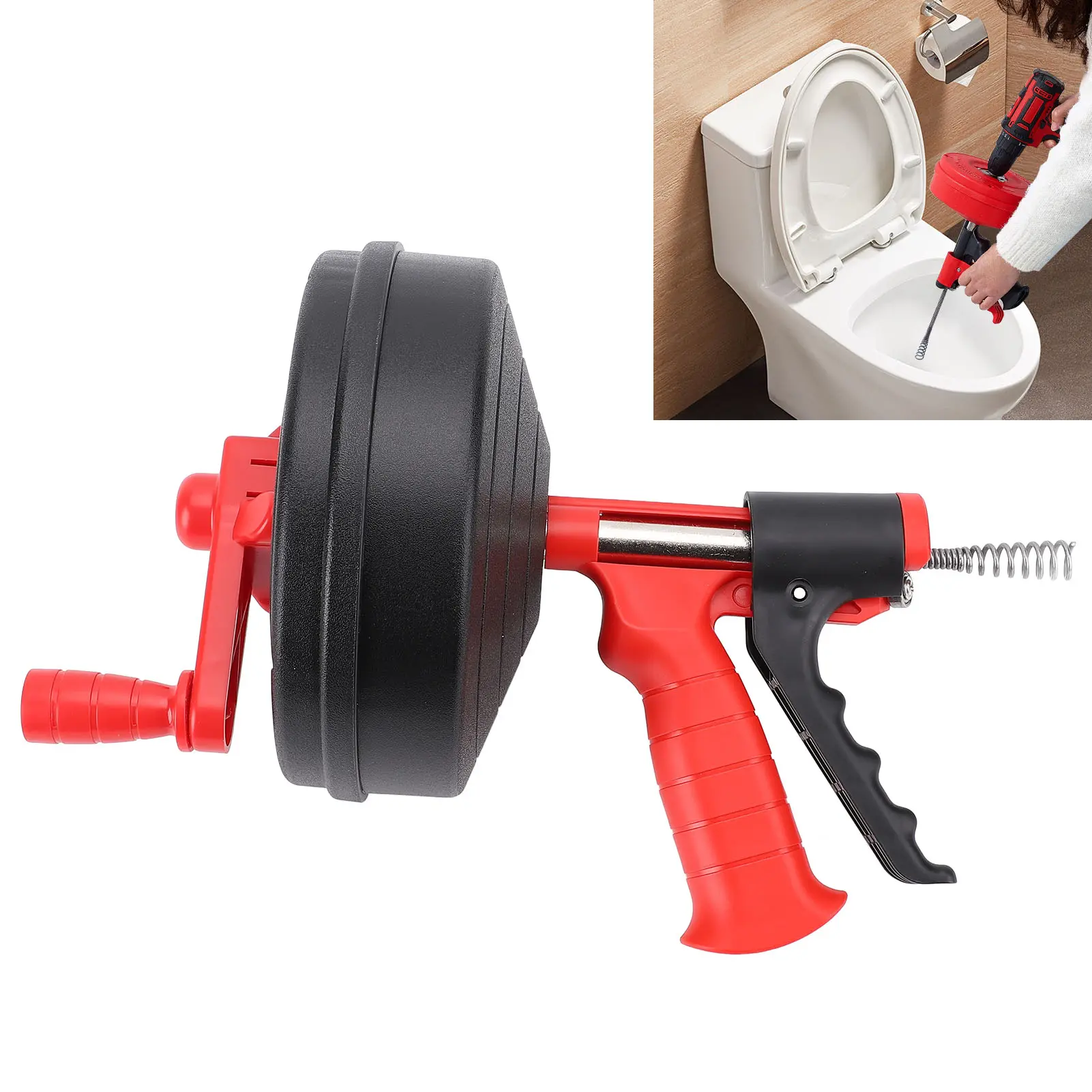 Drain Snake Manual Or Drill Powered 65 Manganese Steel Spring High Hardness Flexible Clog Remover for Toilet Kitchen Pipe Snake