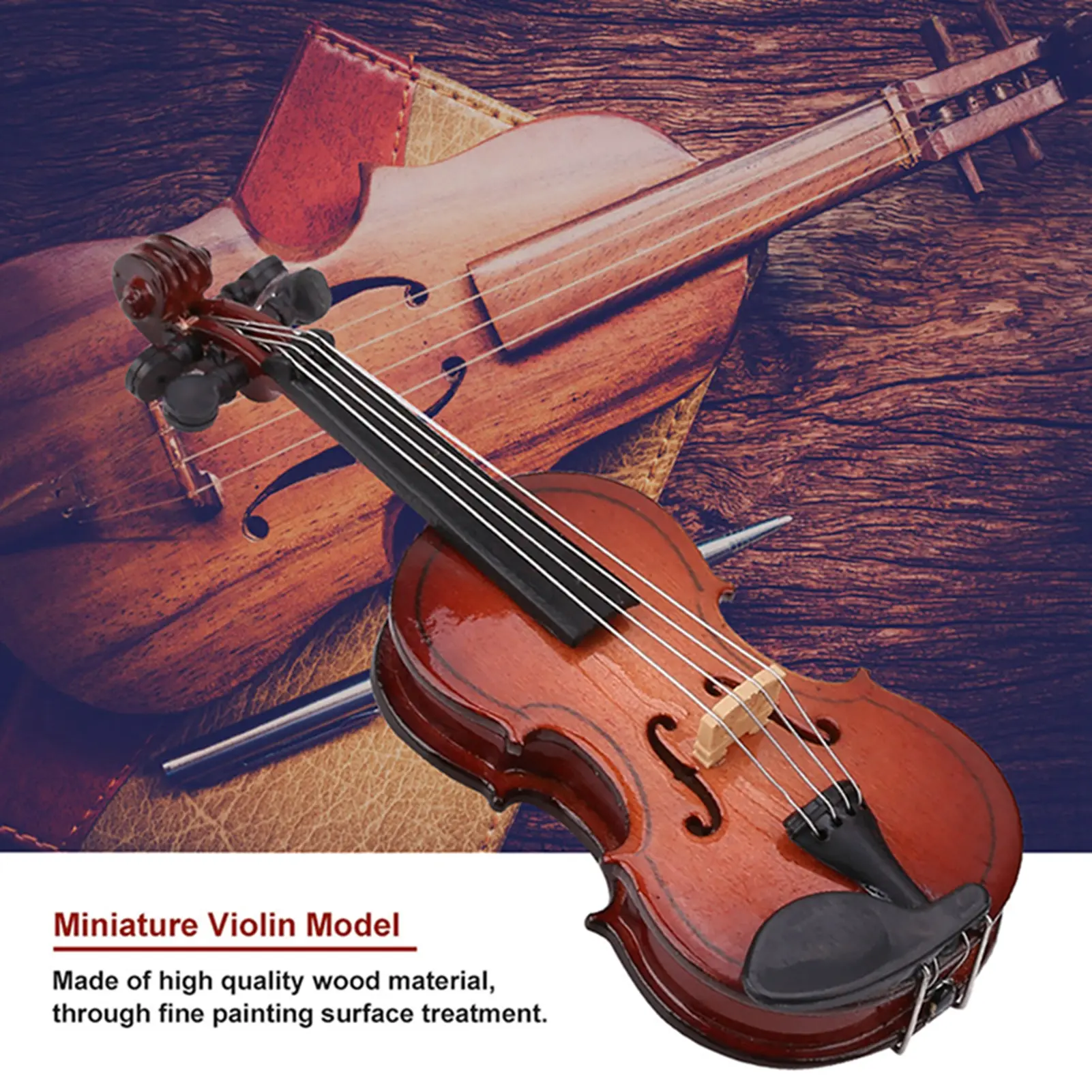 Musical Instrument Model Miniature Violin Model with Stand Case Dollhouse Accessories  Musical Instrument Decor Gift