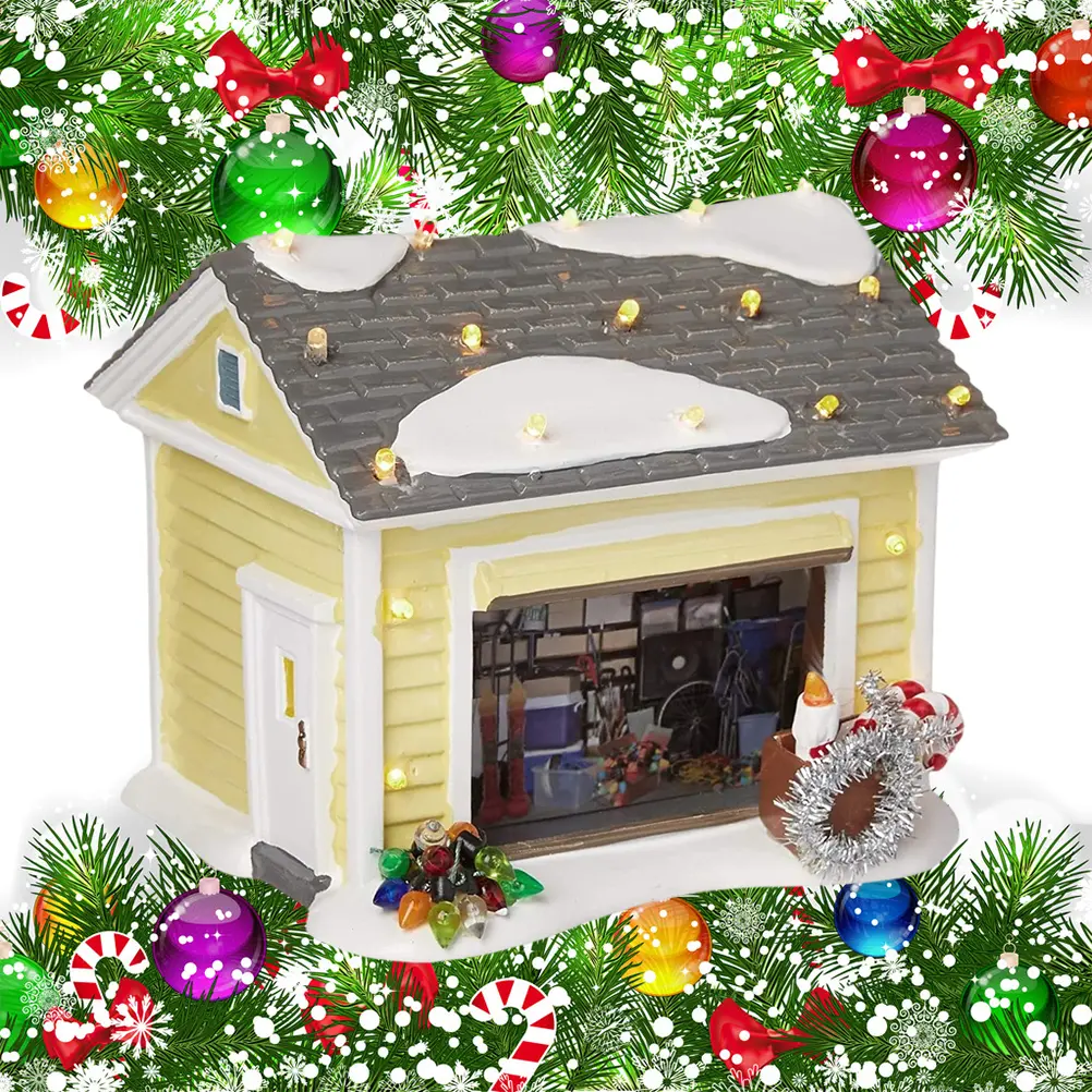 Christmas Village Building Vibrant Colors Lighted Christmas House Fadeless Stable  Resin Hand Painted for Office