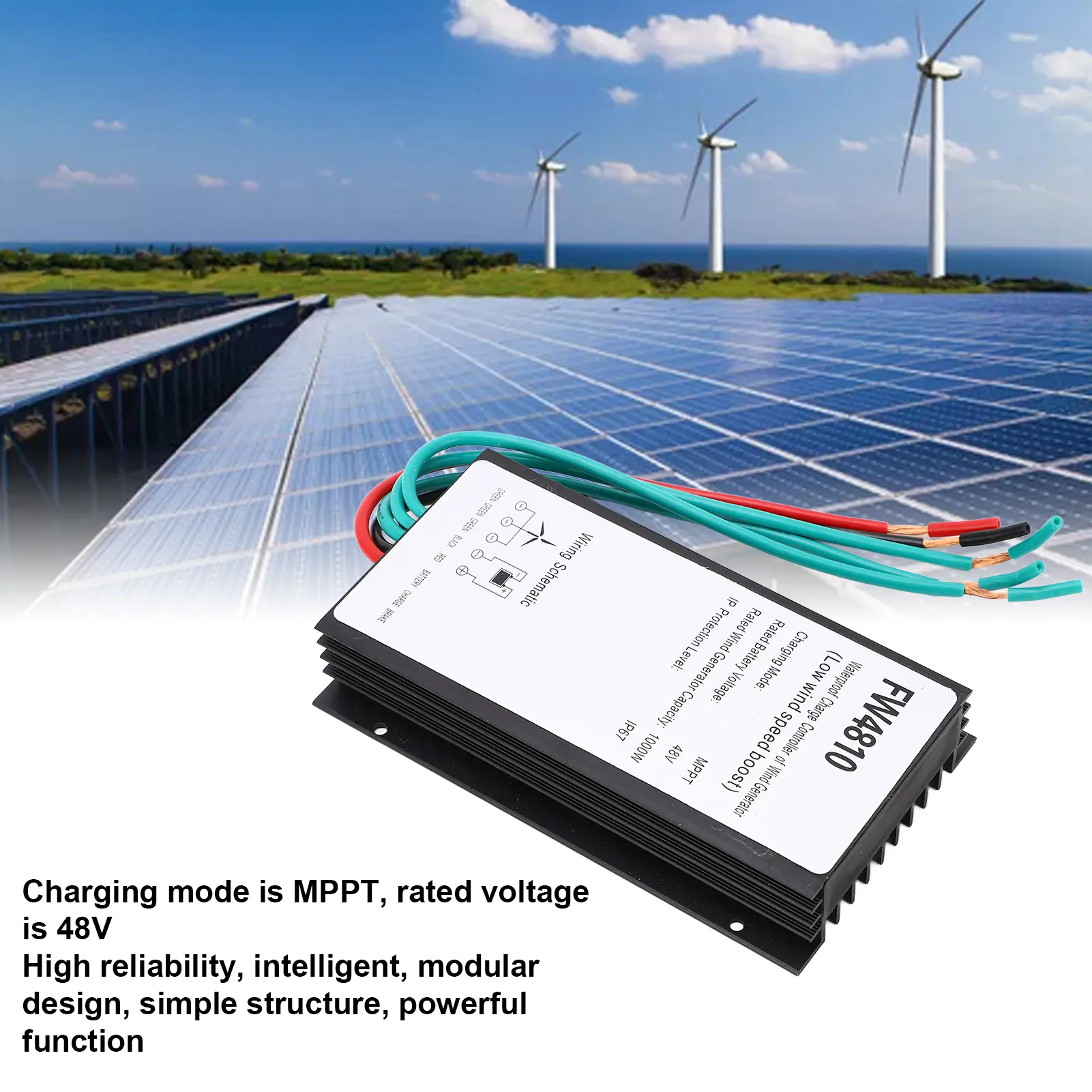 1000W Wind Generator  Controller 48V IP67 Waterproof MPPT Wind Turbine Charging Controller MPPT Wind Generator Controller