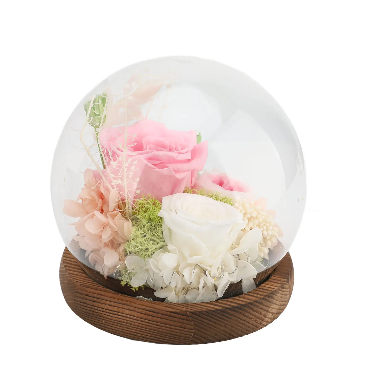 Eternal Flower in Glass Dome Exquisite Romantic LED Light Up Preserved Flower in Glass Dome Preserved Flower in Glass Dome
