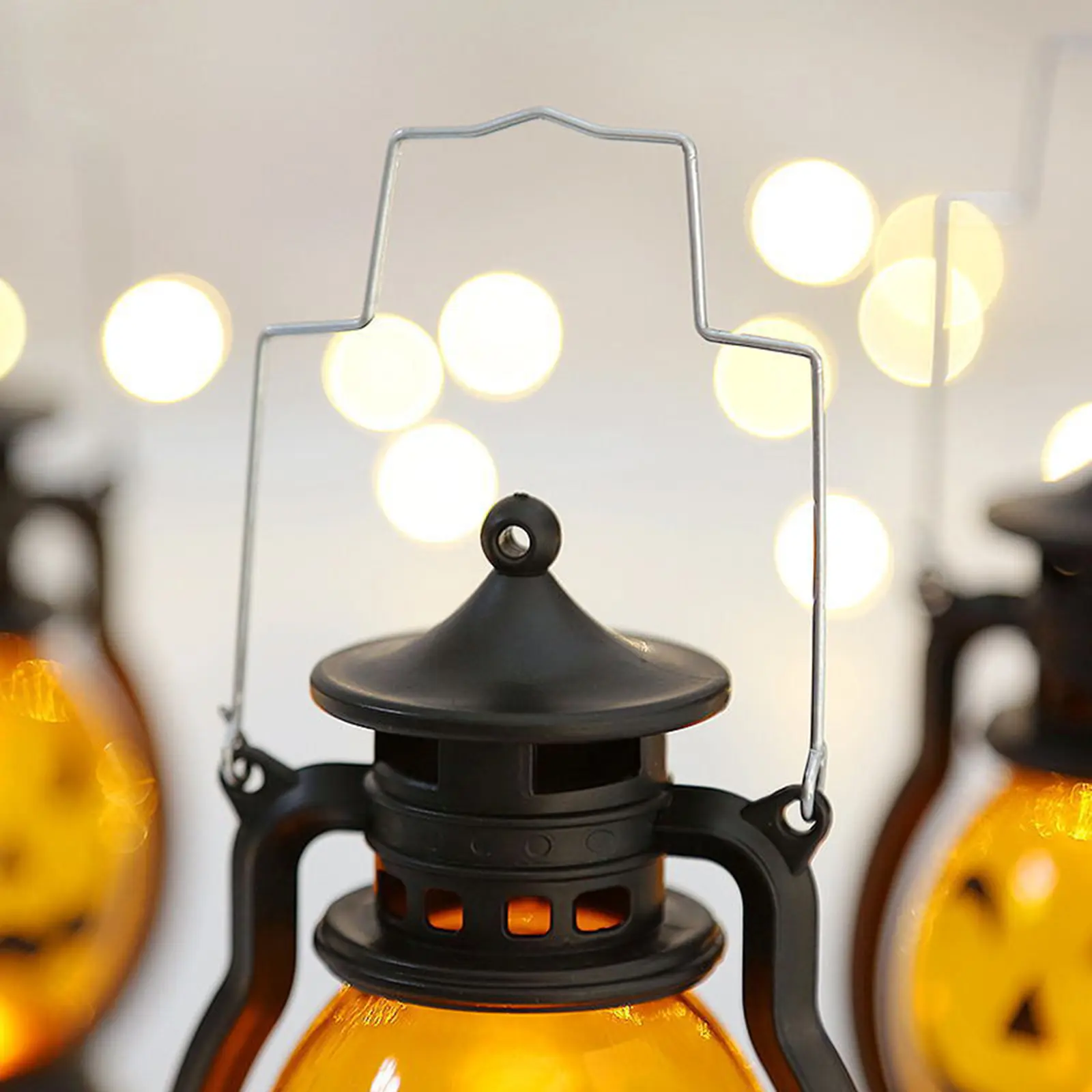 Halloween Hanging Pumpkin Lantern Light LED Ghost Lamp Candle Light Retro Small Oil Lamp Halloween Party Home Decor Horror Props