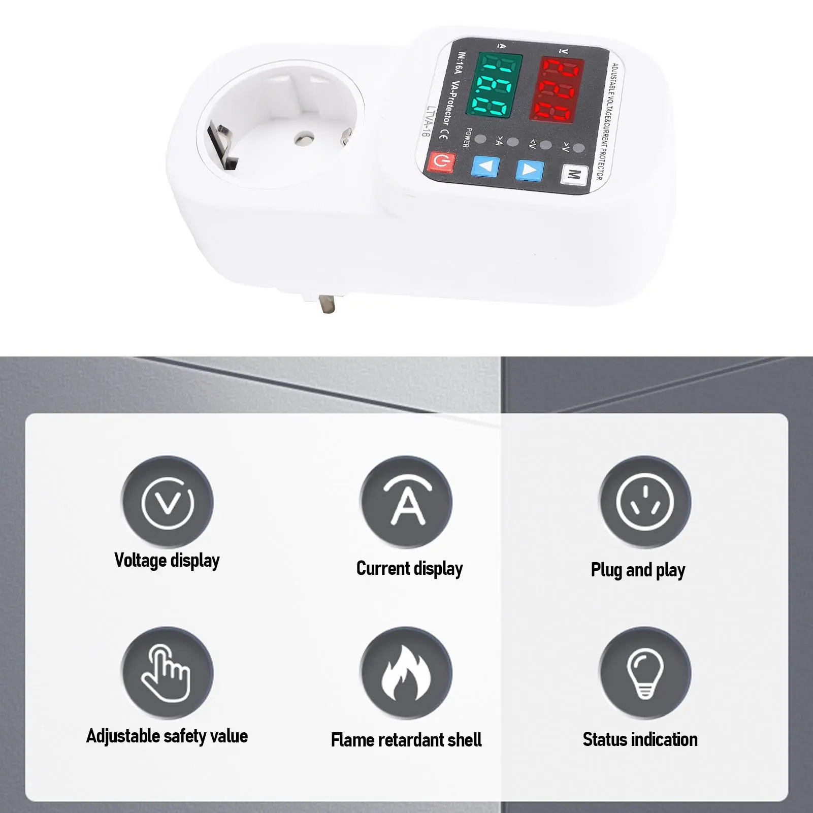 Surging Safety Socket Automatic Voltage Current Safety Socket LED Display Adjustable Voltage Current Surging Safety Socket 1-63A