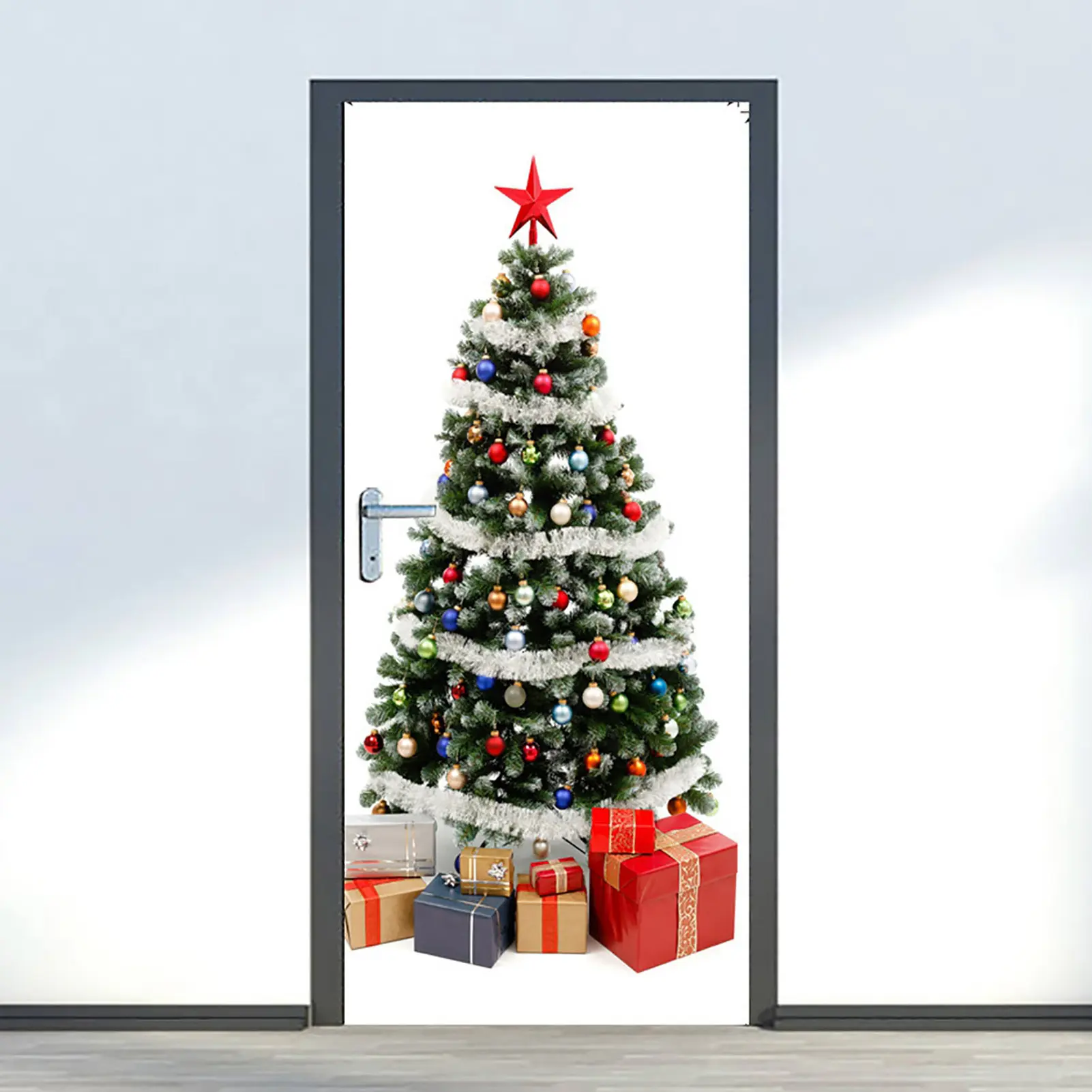 Christmas Tree Wall Sticker Christmas Window Stickers Decal Christmas Tree Wall Door Mural Sticker for Showcase Decoration