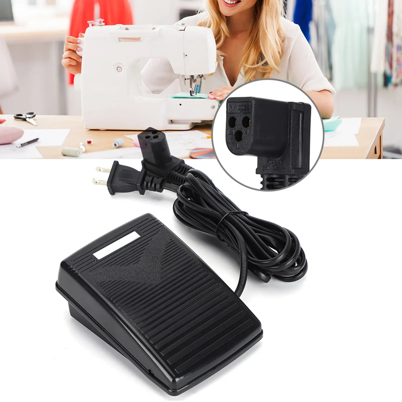 Foot Control Pedal Sewing Machine Parts Foot Controller Pedal Multifunctional Sewing Machine Fit for  974 US Plug 110V