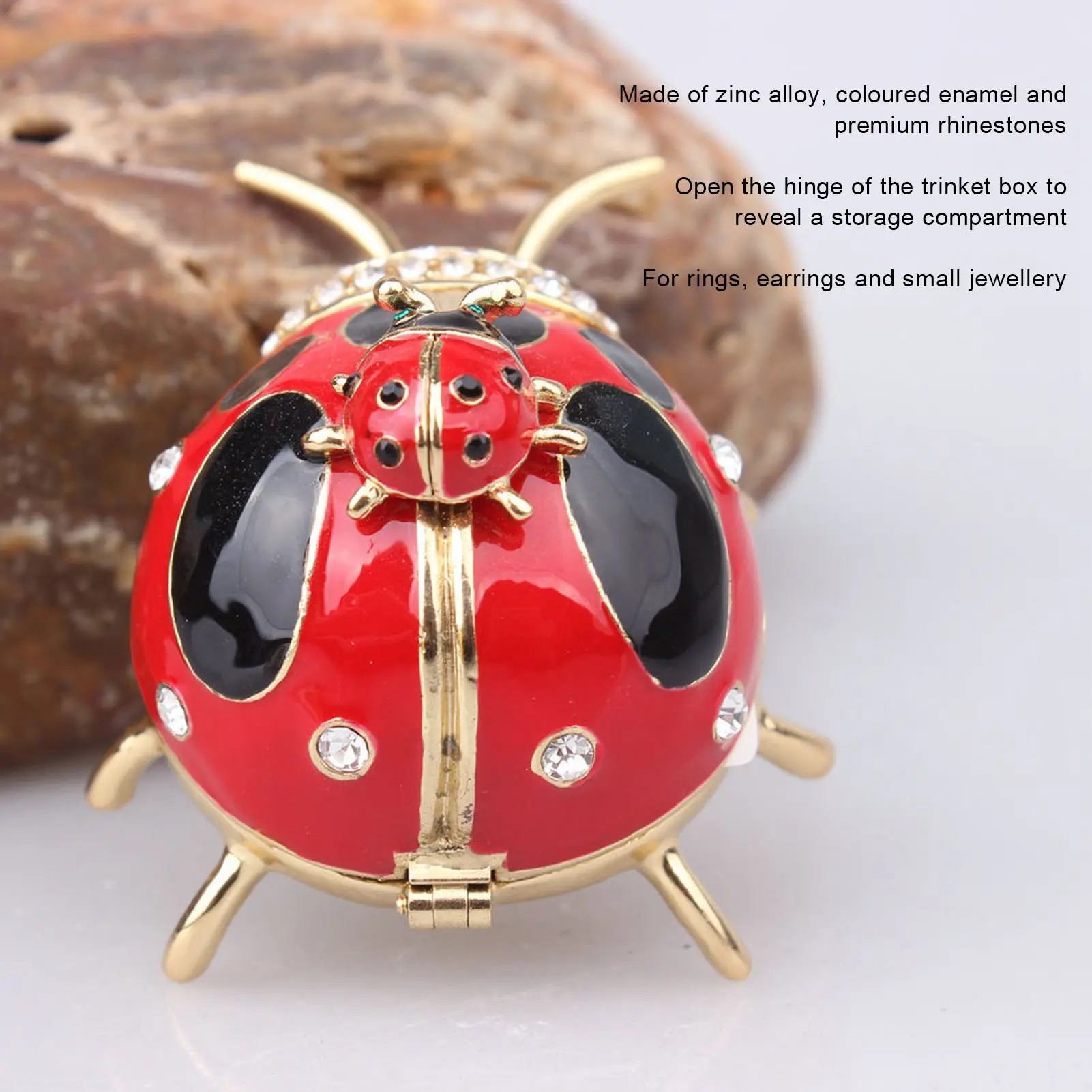Trinket Box  Trinket Box Red Colored Enamel Crystal Hand Painted Rings Earrings Jewelry Storage Box Ornament