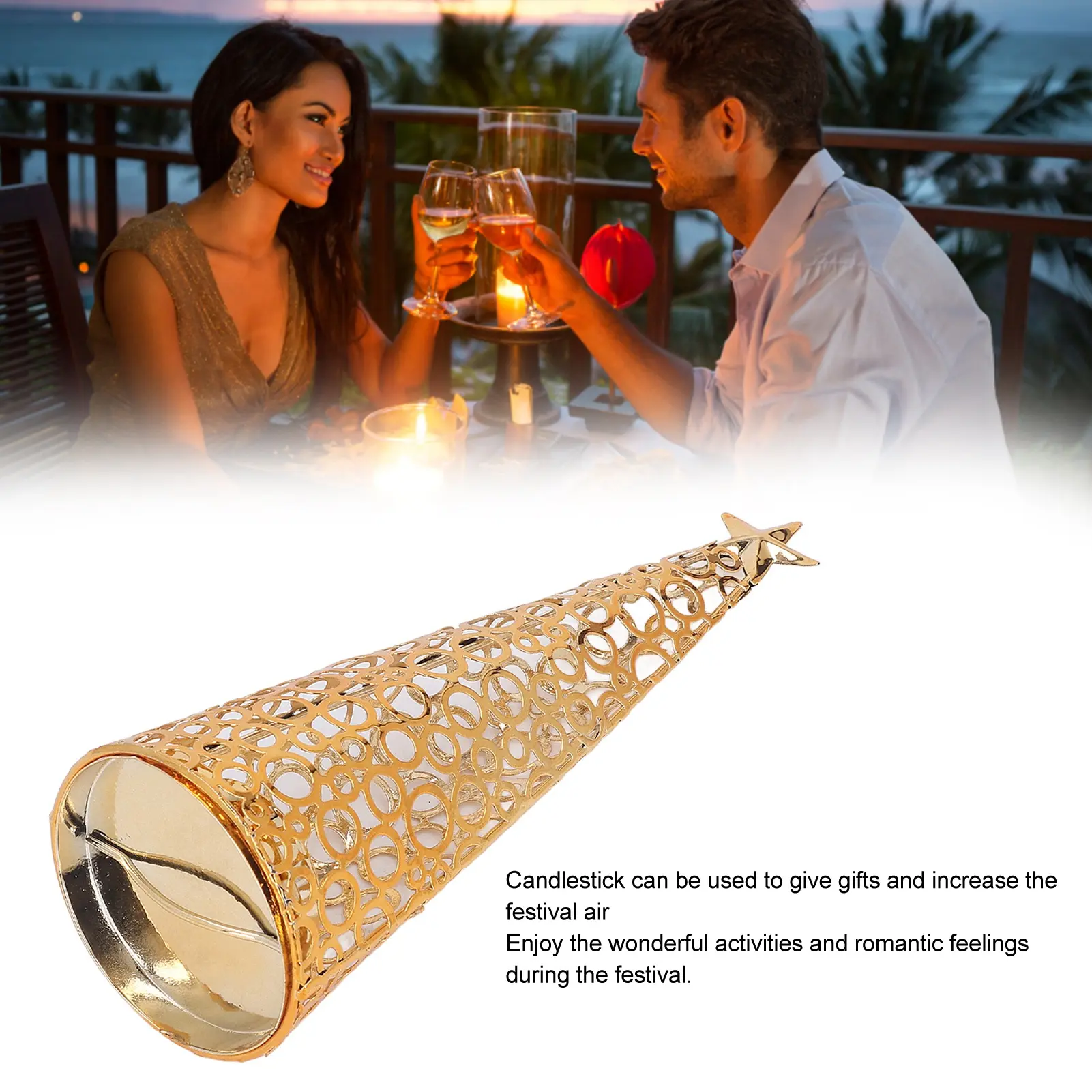 Candle Holder Aluminum Alloy Exquisite Christmas Tree Candlestick Home Decoration Gold Christmas Candlestick Metal Candle Holder