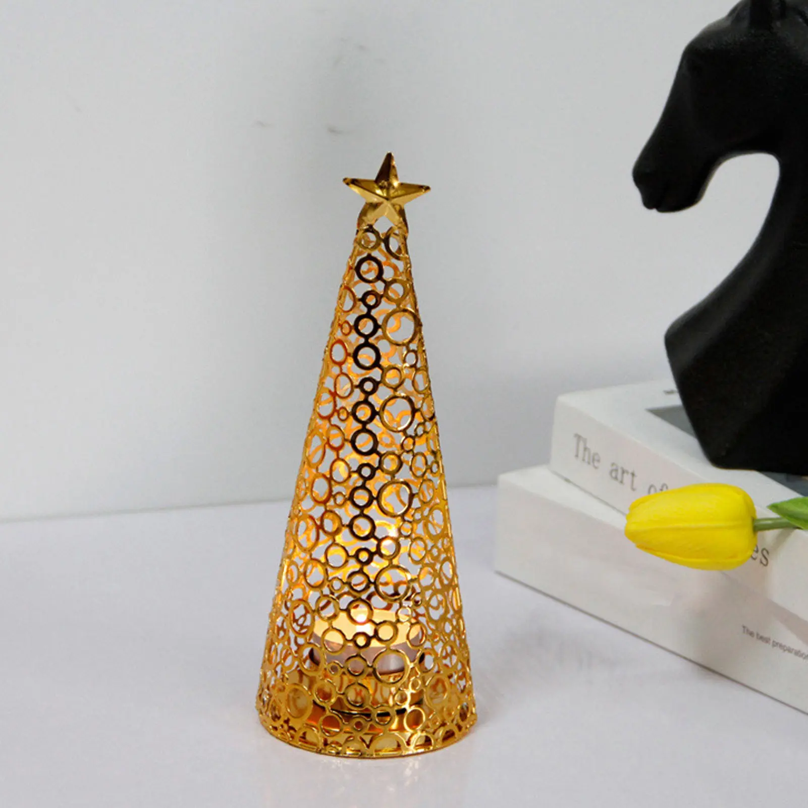 Candle Holder Aluminum Alloy Exquisite Christmas Tree Candlestick Home Decoration Gold Christmas Candlestick Metal Candle Holder