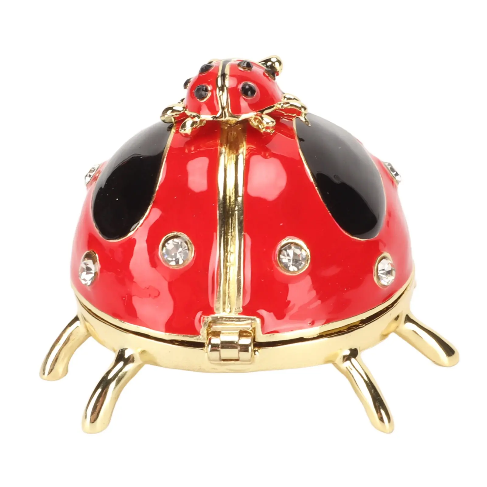 Trinket Box  Trinket Box Red Colored Enamel Crystal Hand Painted Rings Earrings Jewelry Storage Box Ornament