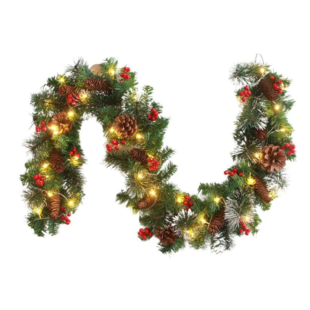 LED Lighting Christmas Garland Beautiful Decoration PVC Green Adjustable Artificial Christmas Garland for Fireplaces