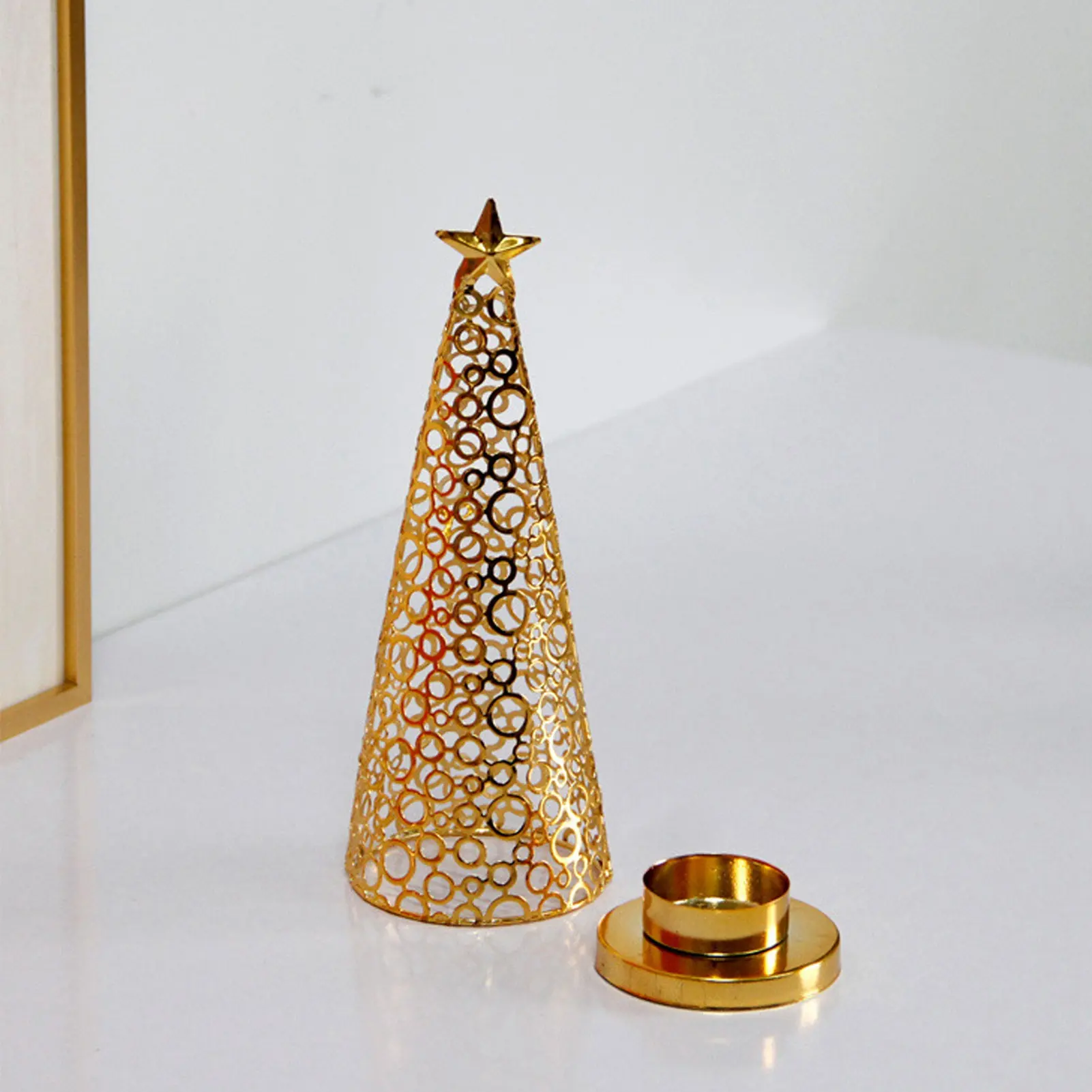 Candle Holder Aluminum Alloy Exquisite Christmas Tree Candlestick Home Decoration Gold Christmas Candlestick Metal Candle Holder