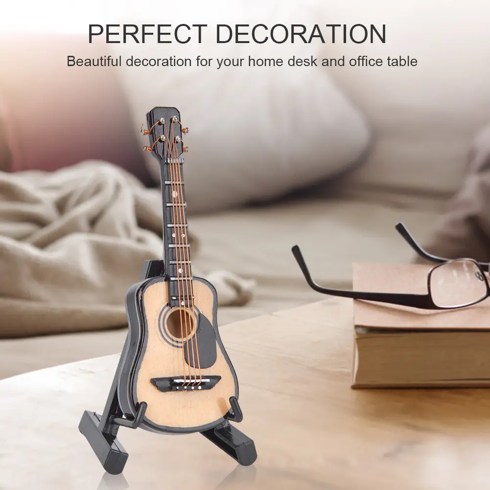 Miniature Acoustic Guitar Model  Wooden Guitar Decoration Musical Instrument Model Miniature Guitar Musical Instrument Model