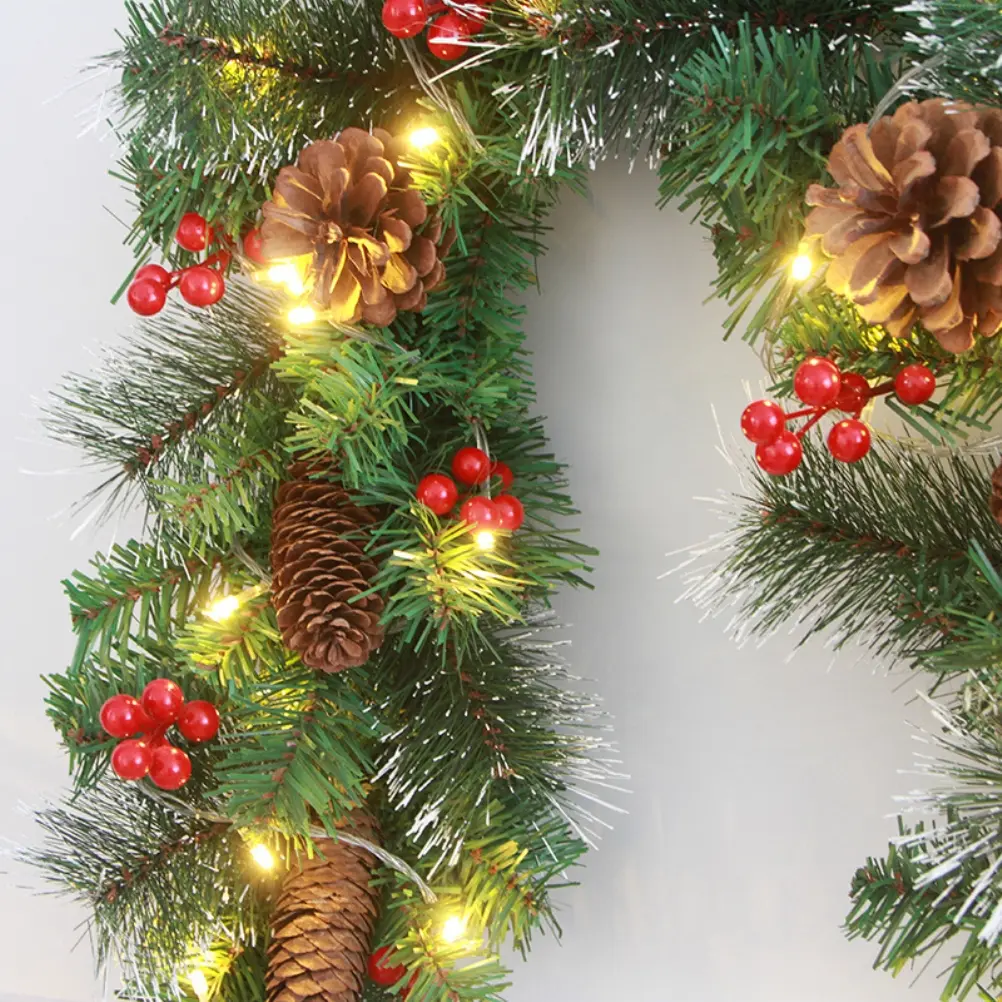 LED Lighting Christmas Garland Beautiful Decoration PVC Green Adjustable Artificial Christmas Garland for Fireplaces