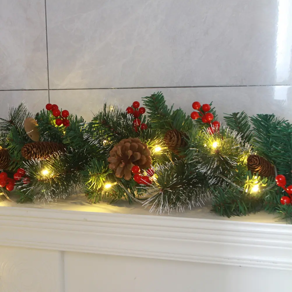 LED Lighting Christmas Garland Beautiful Decoration PVC Green Adjustable Artificial Christmas Garland for Fireplaces