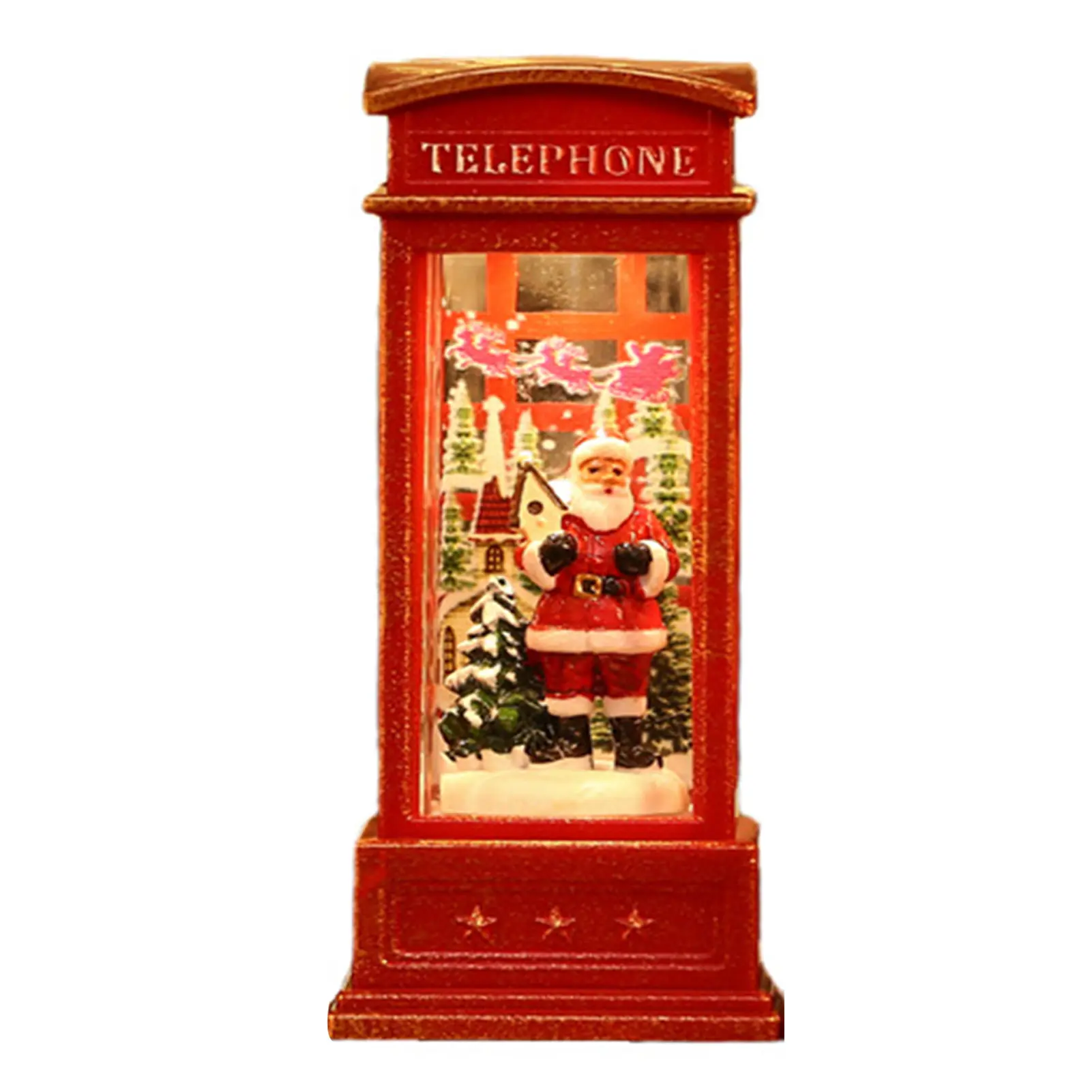 Christmas Decorations Snow Globe Lantern Telephone Booth Designed Christmas Luminous Ornament for Bar KTV Decoration Snow Globe