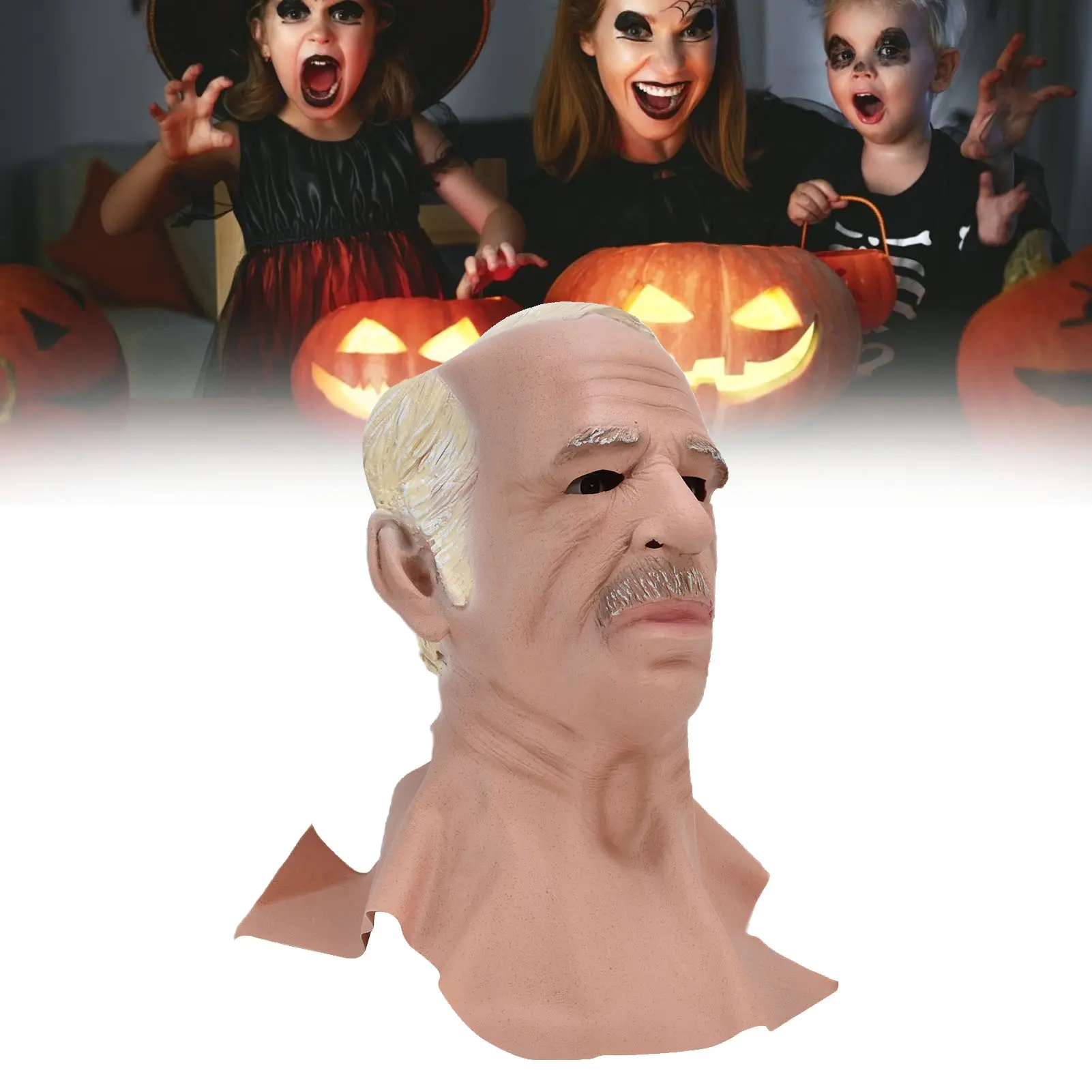 Halloween  Mask Halloween Mask Old Man Mask Scary Halloween Latex Human Wrinkle Face  Cover Costume Party Cosplay Props