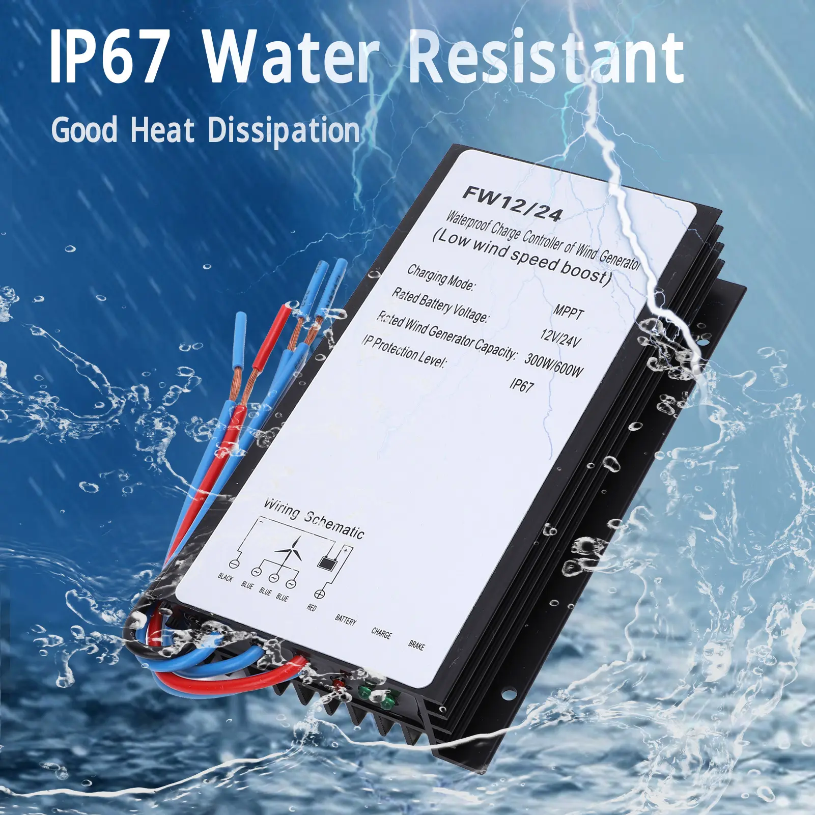 Wind Turbine  Controller  Resistant  Aluminum Case 12V 24V Wind Turbine Generator Controller Regulator for Home