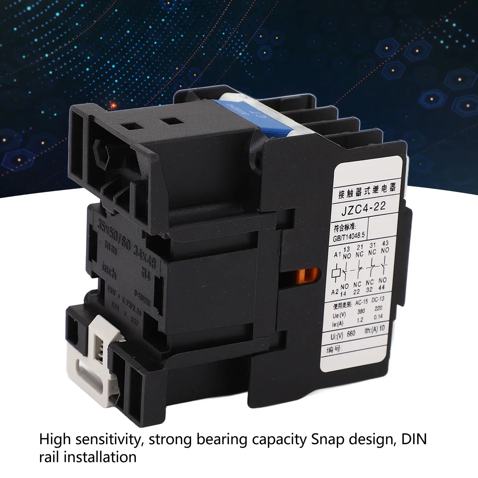 2 Poles AC Contactor 3 Phase 2NO 2NC Electric Contactor Intermediate Relay for Power Distribution 3 Phase AC Contactor