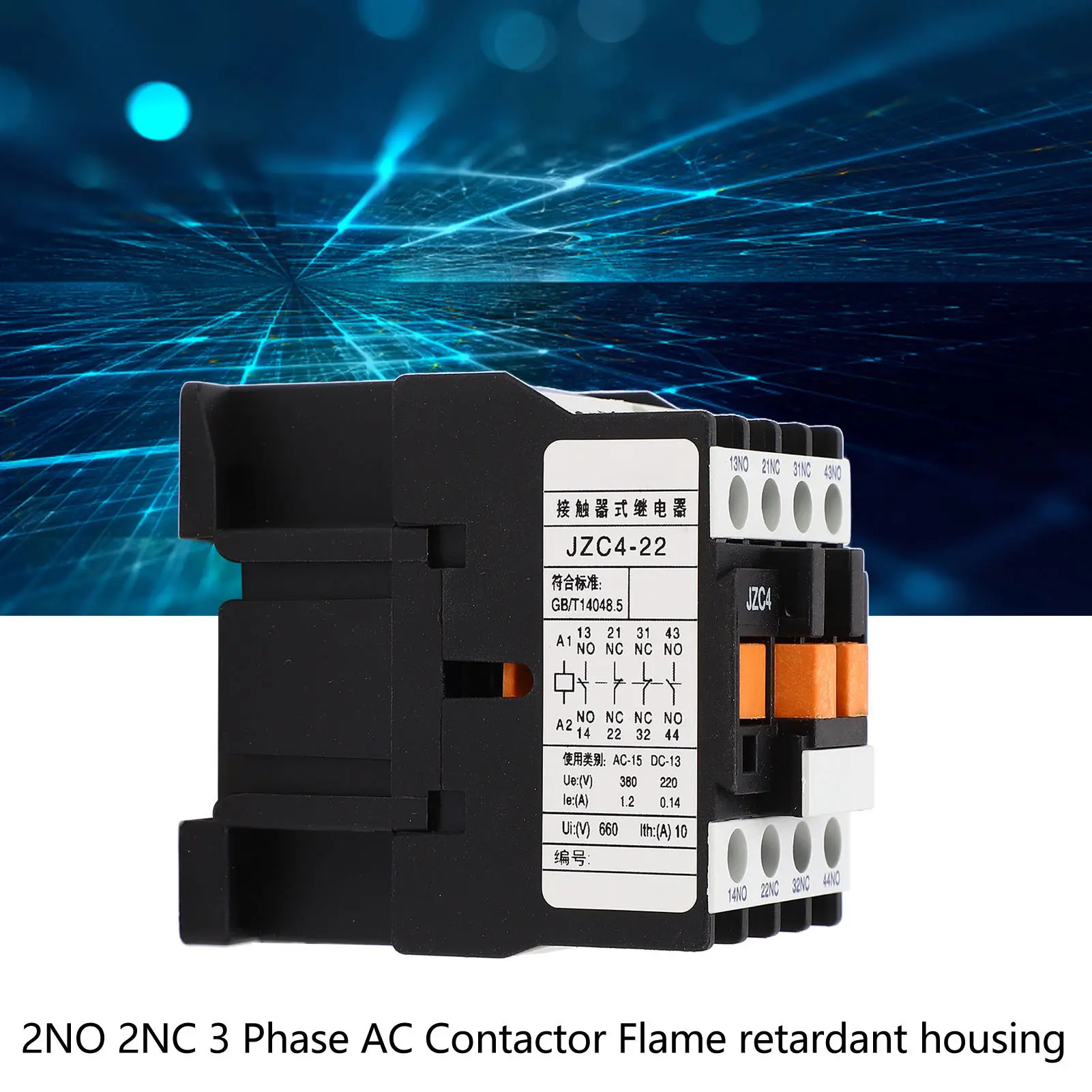 2 Poles AC Contactor 3 Phase 2NO 2NC Electric Contactor Intermediate Relay for Power Distribution 3 Phase AC Contactor
