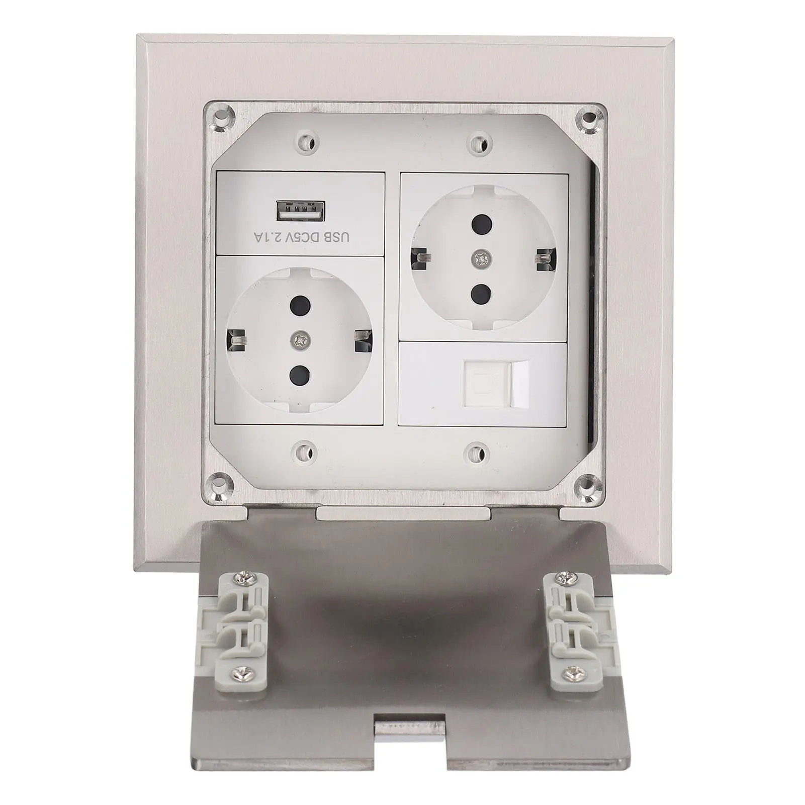 Embedded Floor Outlet Floor Outlet Recessed Floor Outlet 2500W 16A 2 Sockets 1 USB 1 Computer Port Embedded Floor Power Outlet