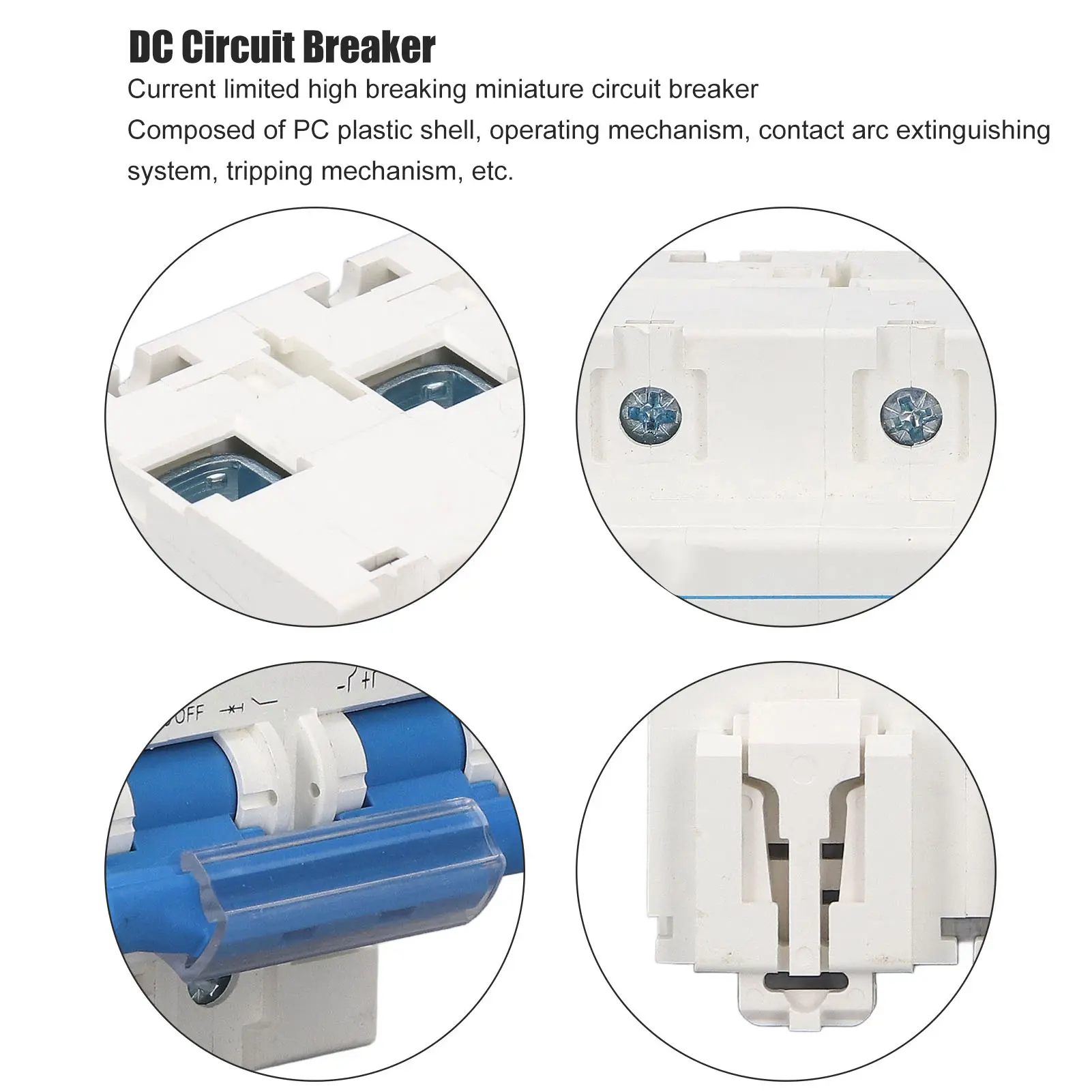Circuit Breaker 10KA Breaking Capacity 36mm DIN Rail Overload  Miniature Circuit Breaker DC1000V  Circuit Breaker