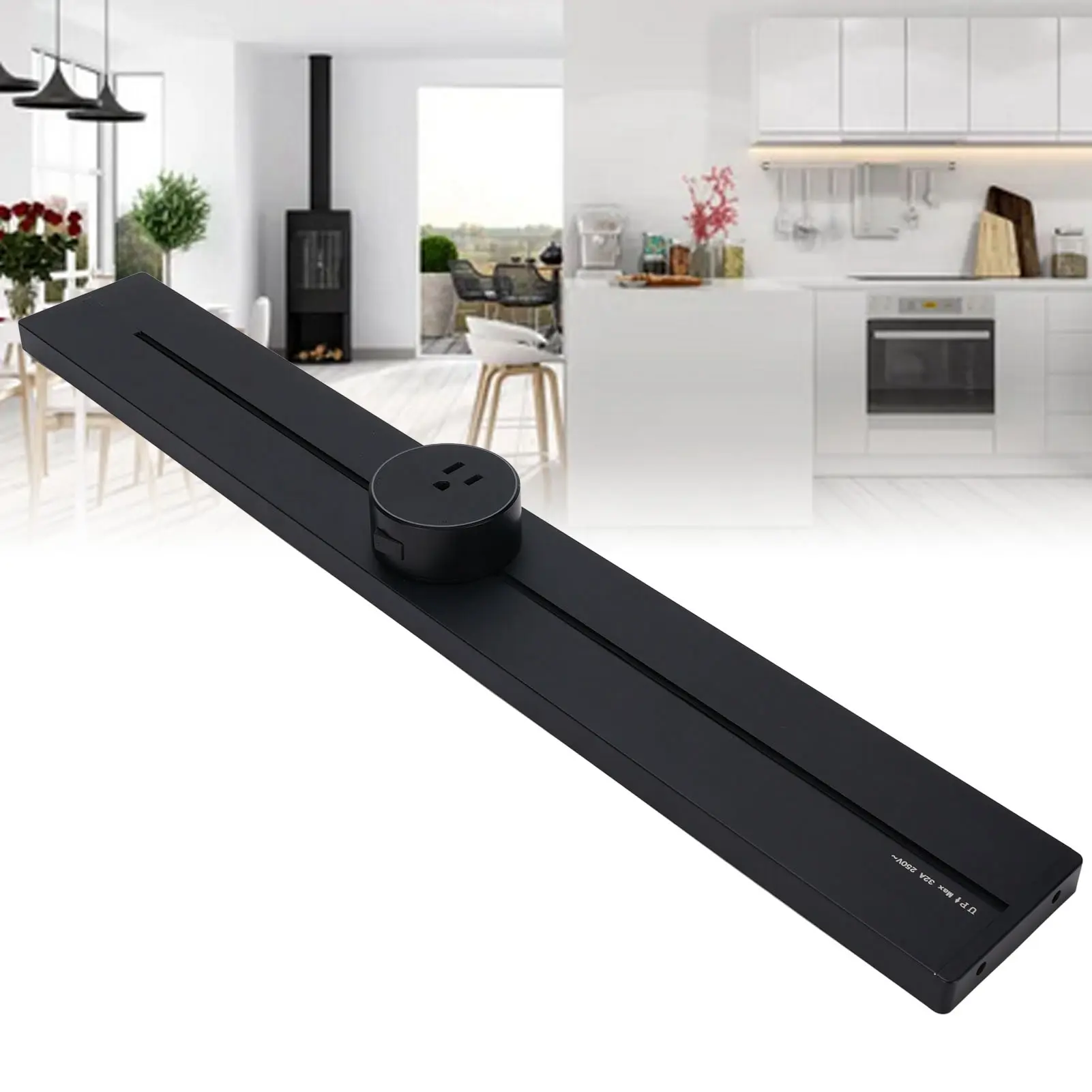 Track Power Outlet Strip Easy Installation Multifunctional Aluminum Alloy Modern Design Wall Power Strip Safe for Living Rooms