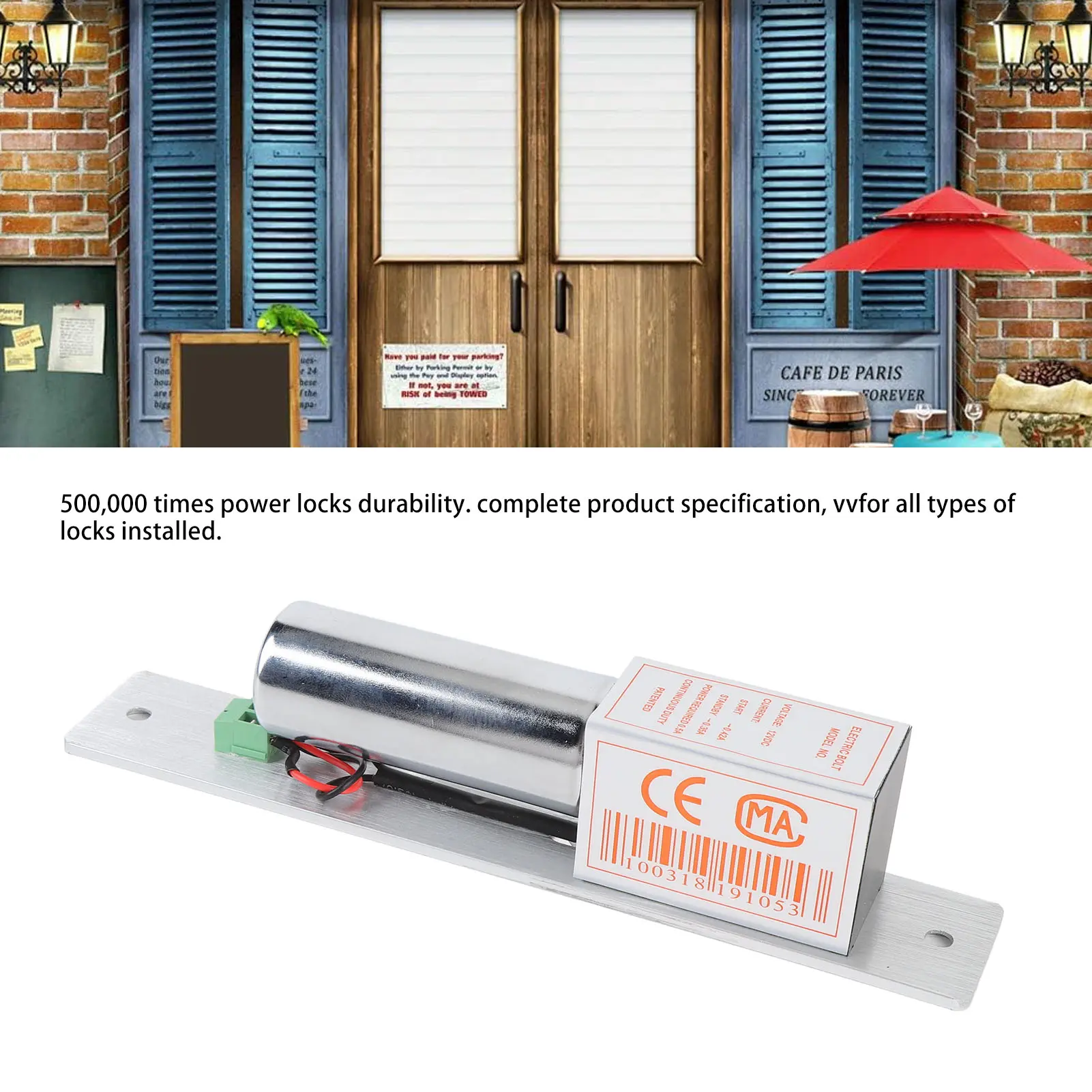 Electric Bolt Lock Induction Electric Drop Bolt Lock Stainless Steel Aluminum Alloy Voltage Spike Suppressor for Home Security
