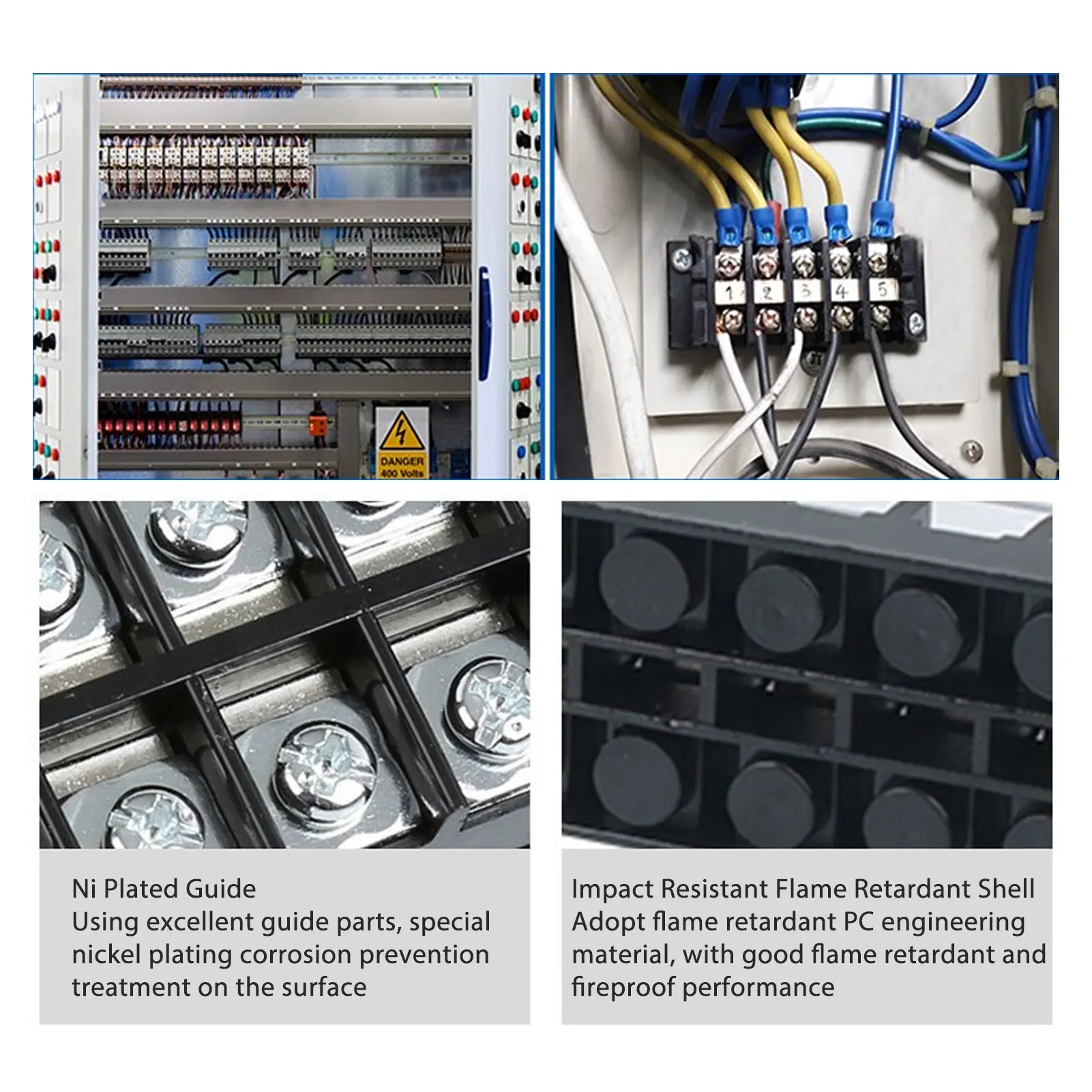 5 Sets Power Distribution Block M3 Screw Terminal 5 Terminals Bus Bar 600V 15A for Automobile Boat Stud Power Distribution Block