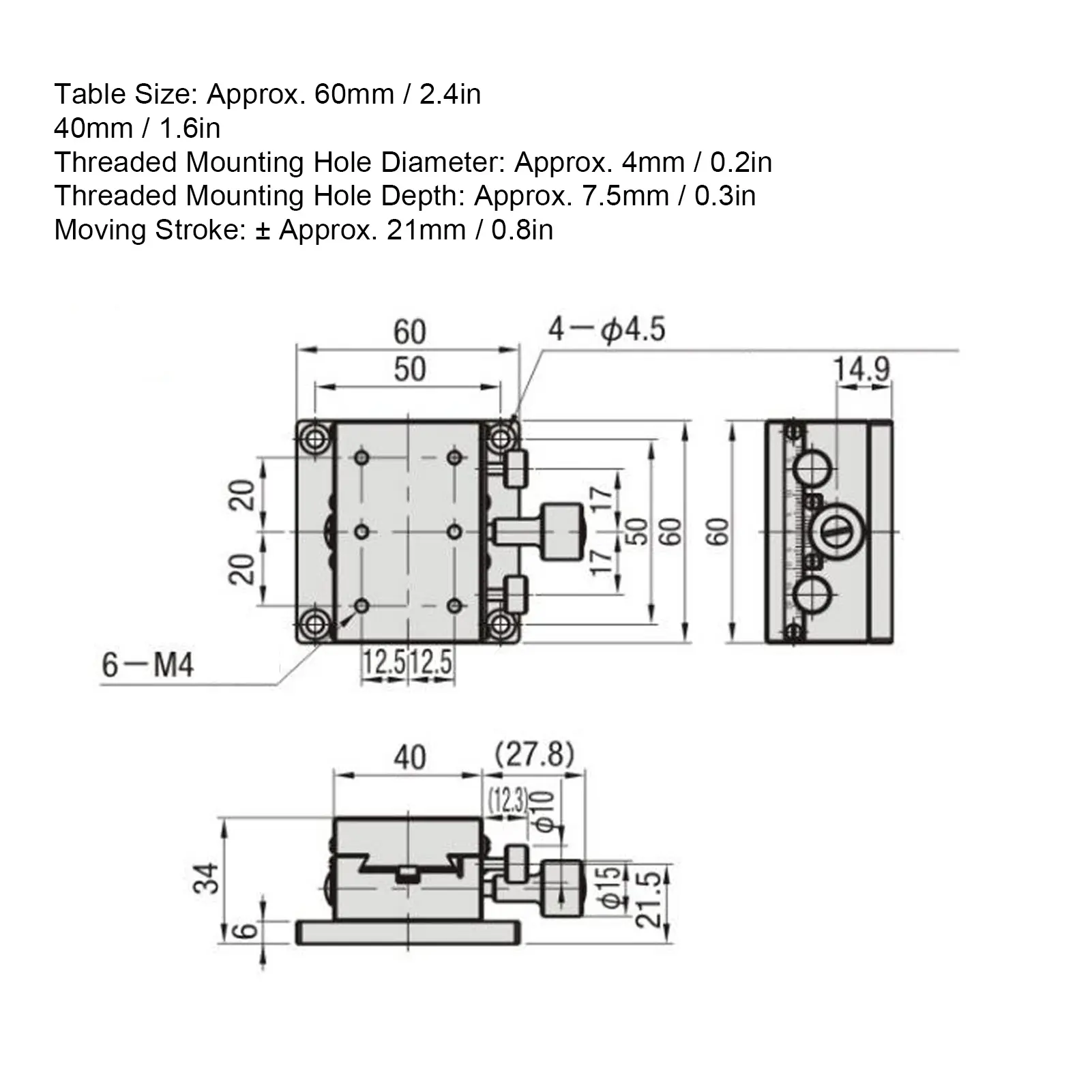 Manual Linear Stage X- Linear Stage X‑ Linear Stage Dovetail  Manual Fine‑Tune  Sliding Table HB‑A60