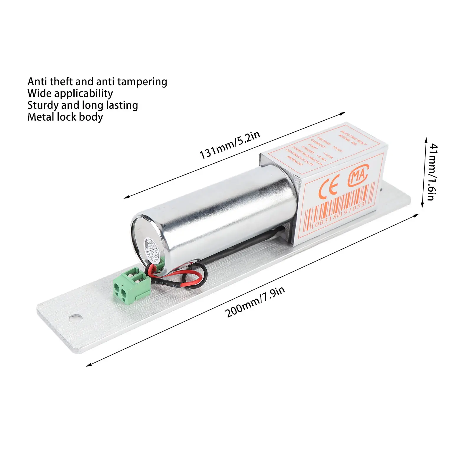 Electric Bolt Lock Induction Electric Drop Bolt Lock Stainless Steel Aluminum Alloy Voltage Spike Suppressor for Home Security