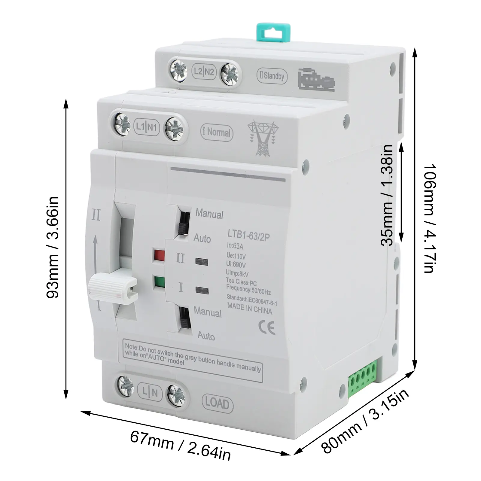 Automatic Transfer  Changeover  Double Power Automatic Transfer  DIN Rail ATS Mini Generator Changeover