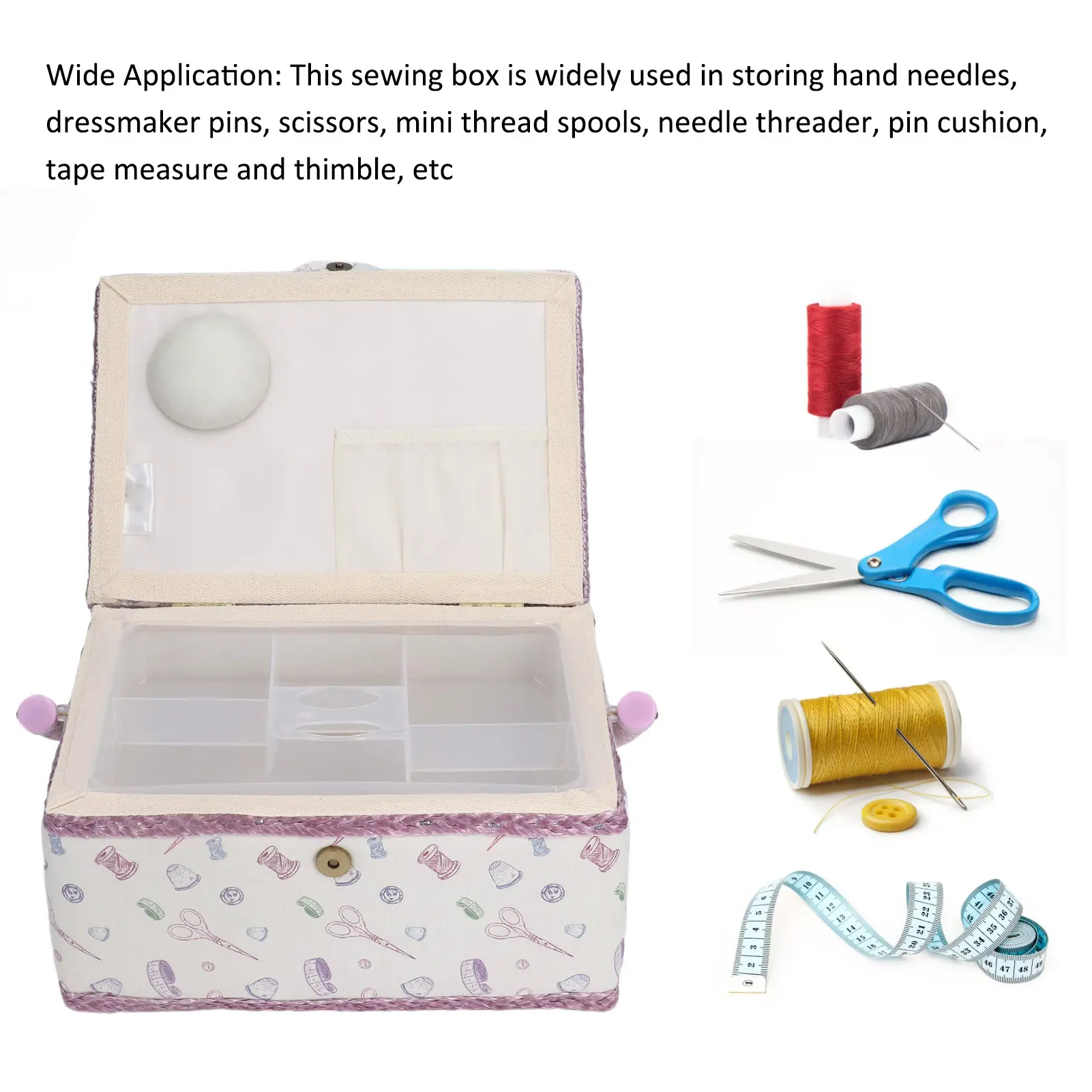 Sewing Basket  Premium Fabric Crease Proof Good Elasticity Wear Resistant Portable  Sewing Box Sewing Box Organizer