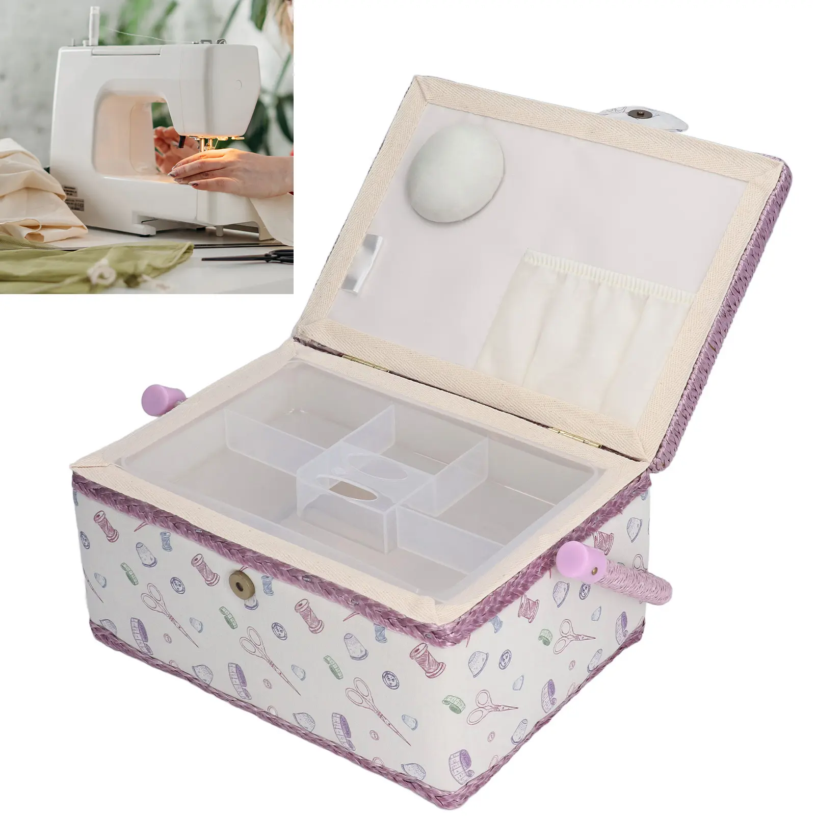 Sewing Basket  Premium Fabric Crease Proof Good Elasticity Wear Resistant Portable  Sewing Box Sewing Box Organizer